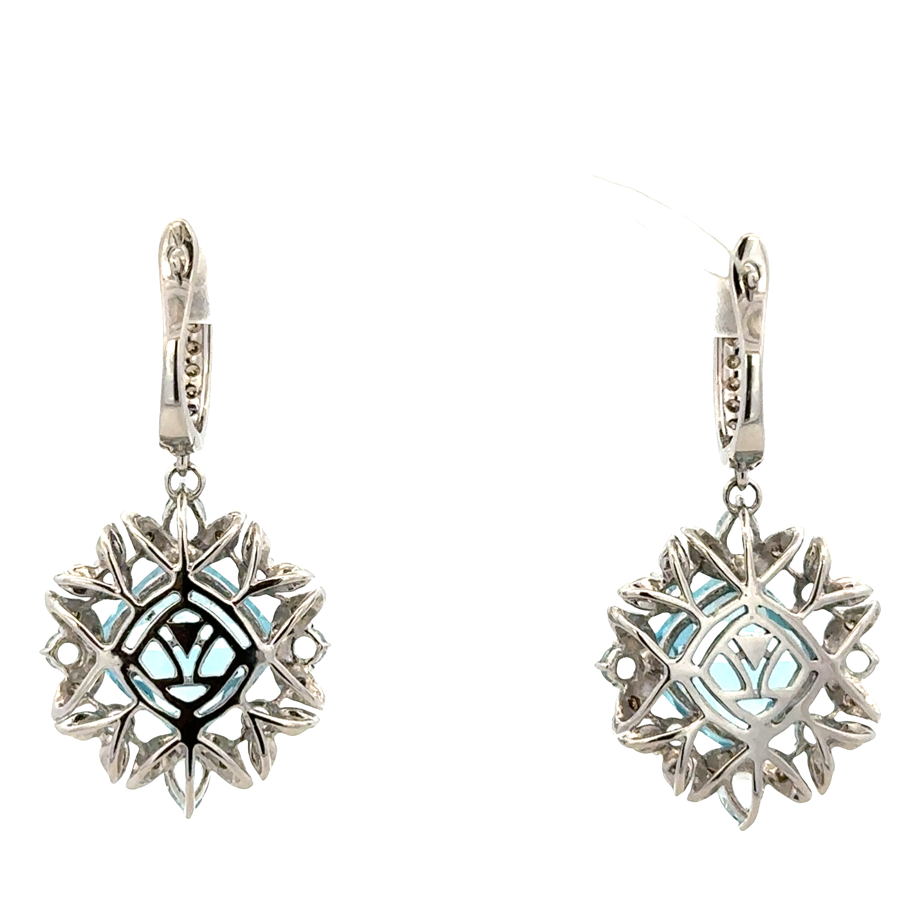Estate Le Vian 14k White Gold Blue Topaz, Aquamarine & Diamond Drop Earrings