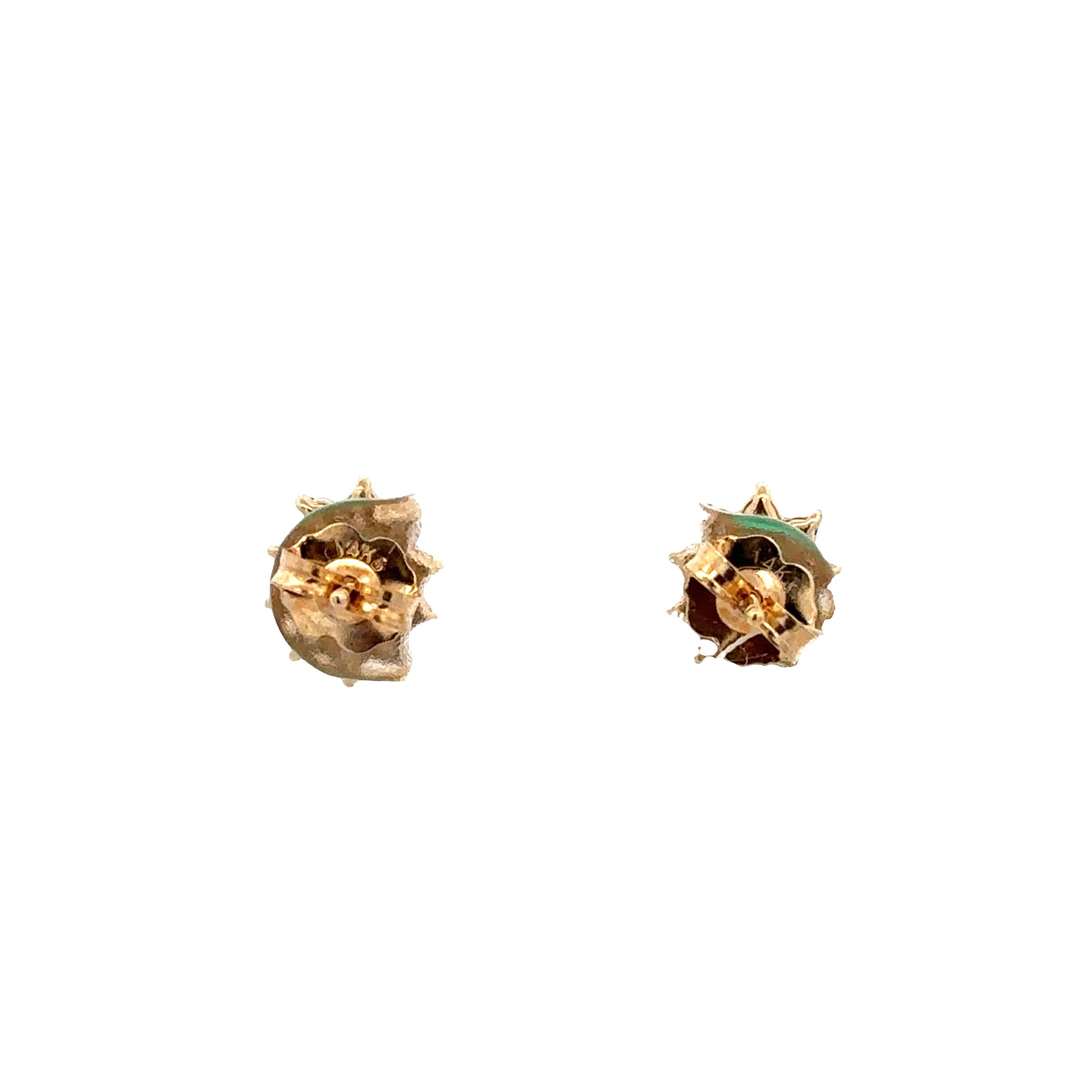 Small 14k Yellow Gold Emerald & Diamond Stud Earrings