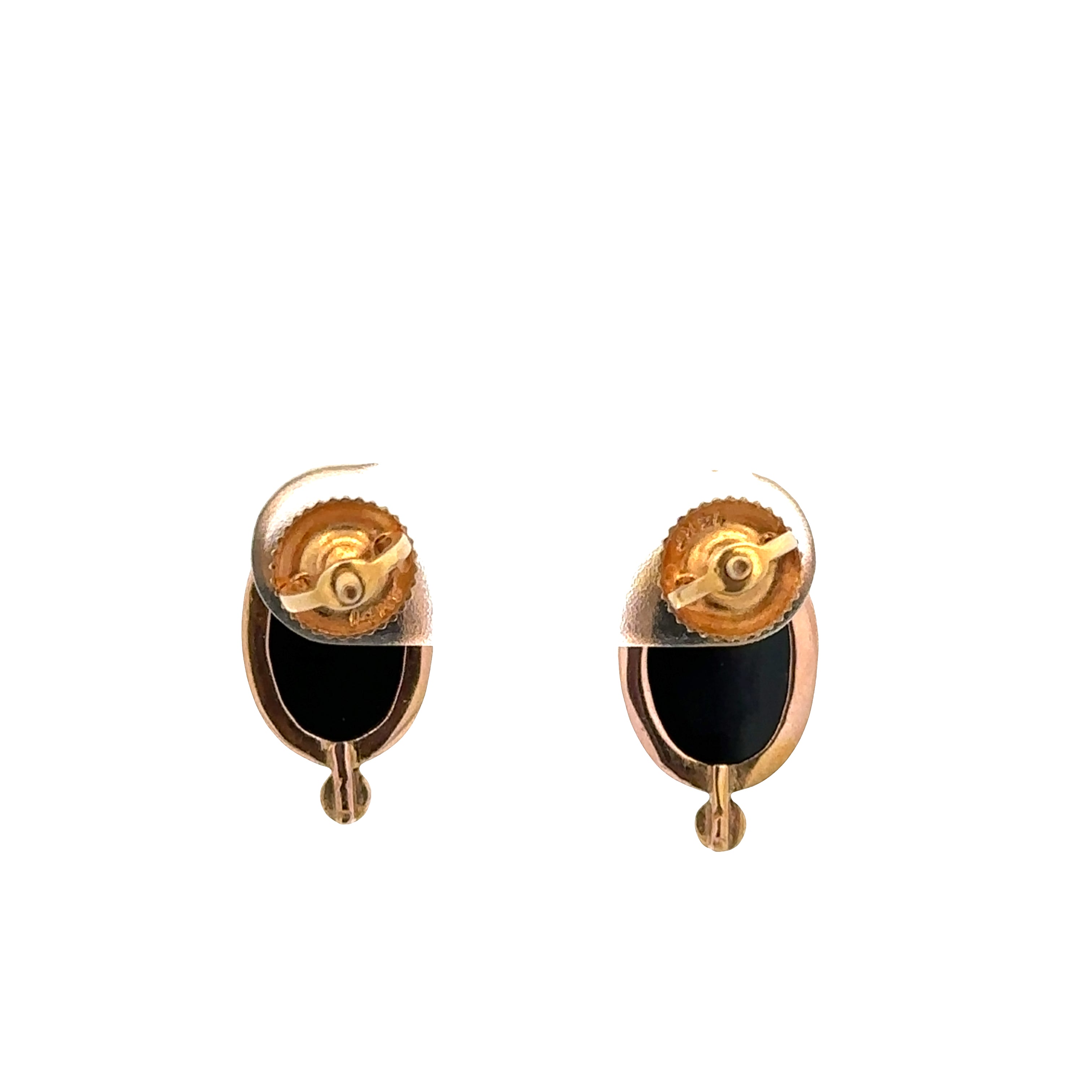 Antique Victorian 14k Rose Gold Hardstone Cameo & Diamond Stud Earrings – Circa 1890s