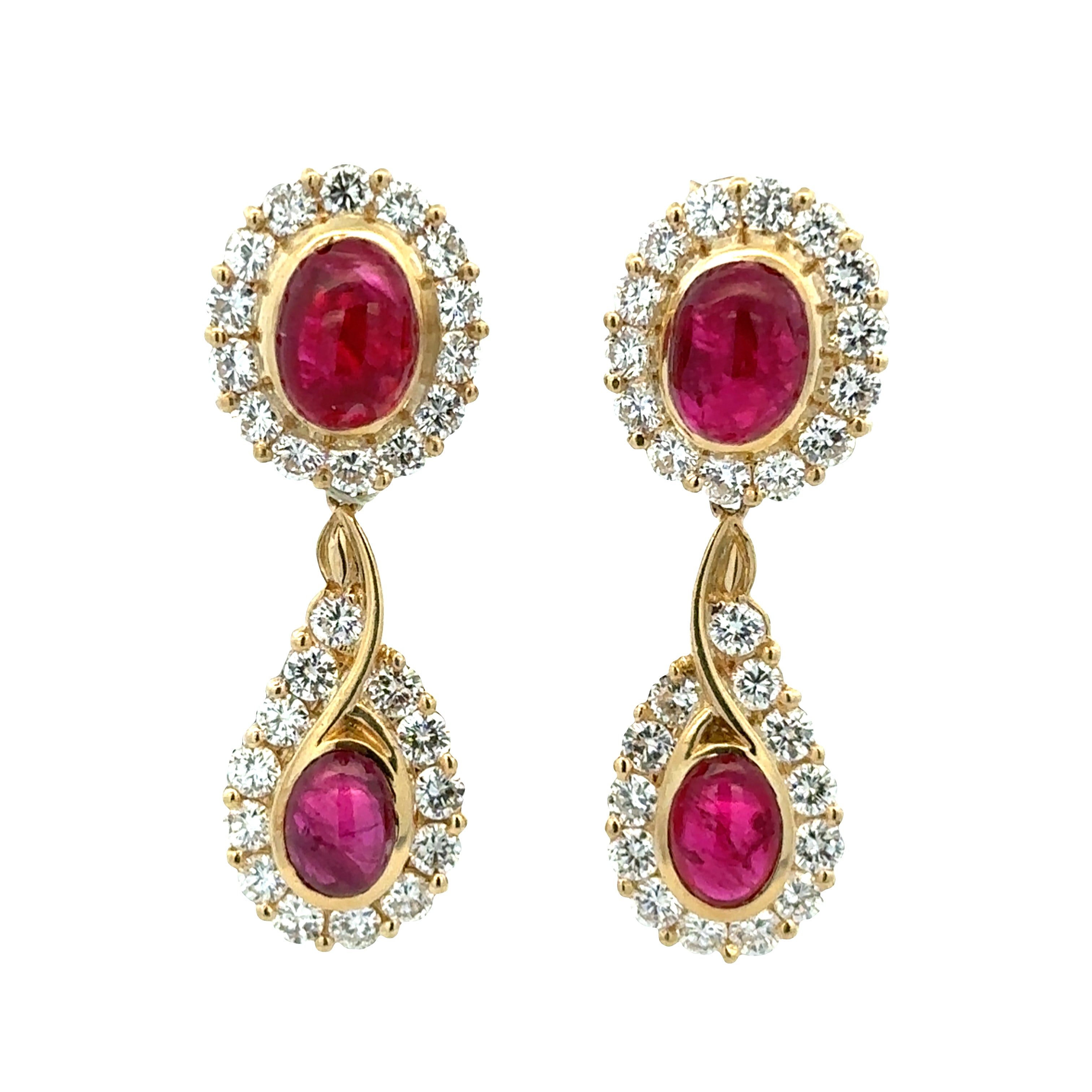 Vintage Convertible Day-to-Night 18k Yellow Gold Ruby & Diamond Earrings