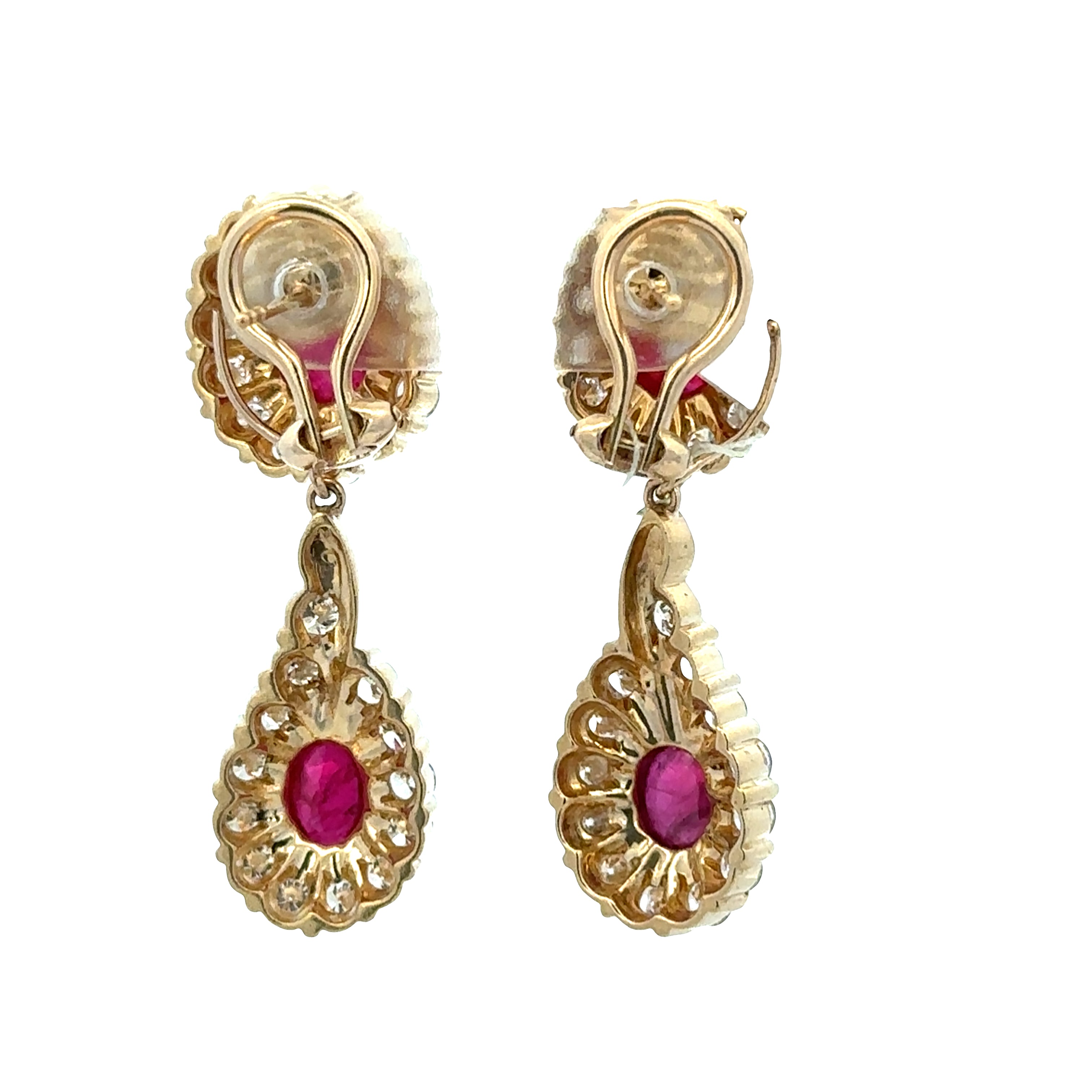 Vintage Convertible Day-to-Night 18k Yellow Gold Ruby & Diamond Earrings