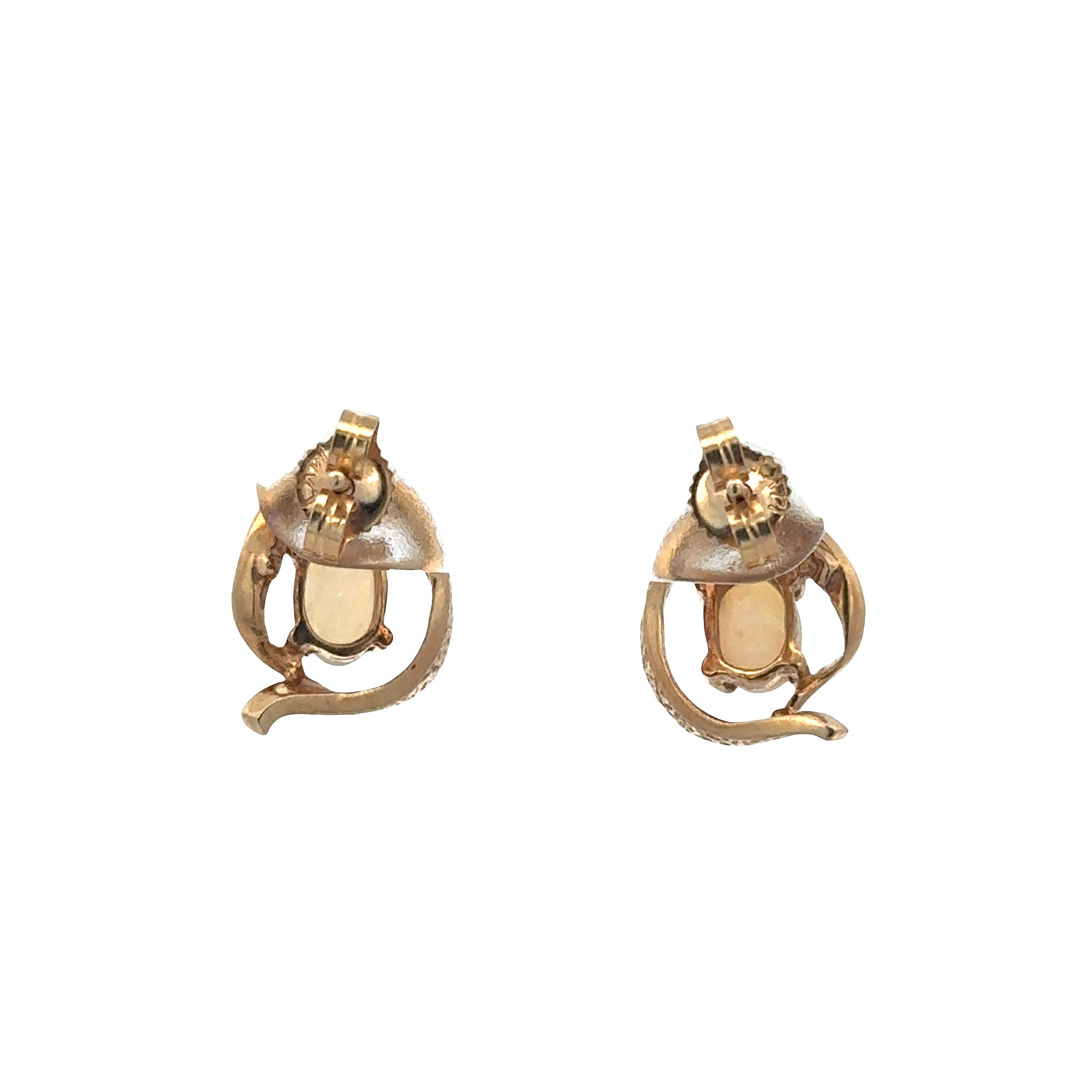 14k Yellow Gold Opal Abstract Stud Earrings