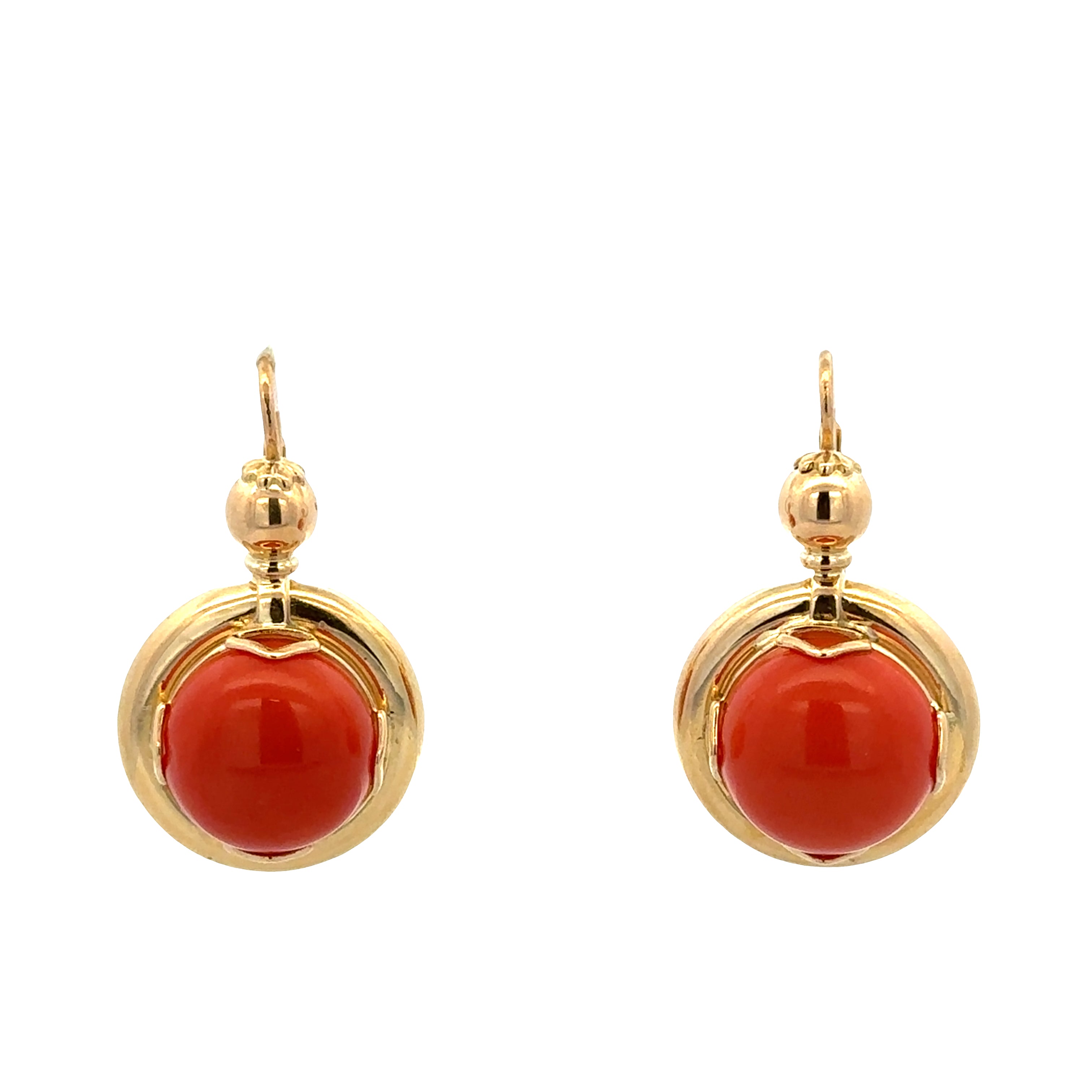 18k Yellow Gold Coral Statement Earrings