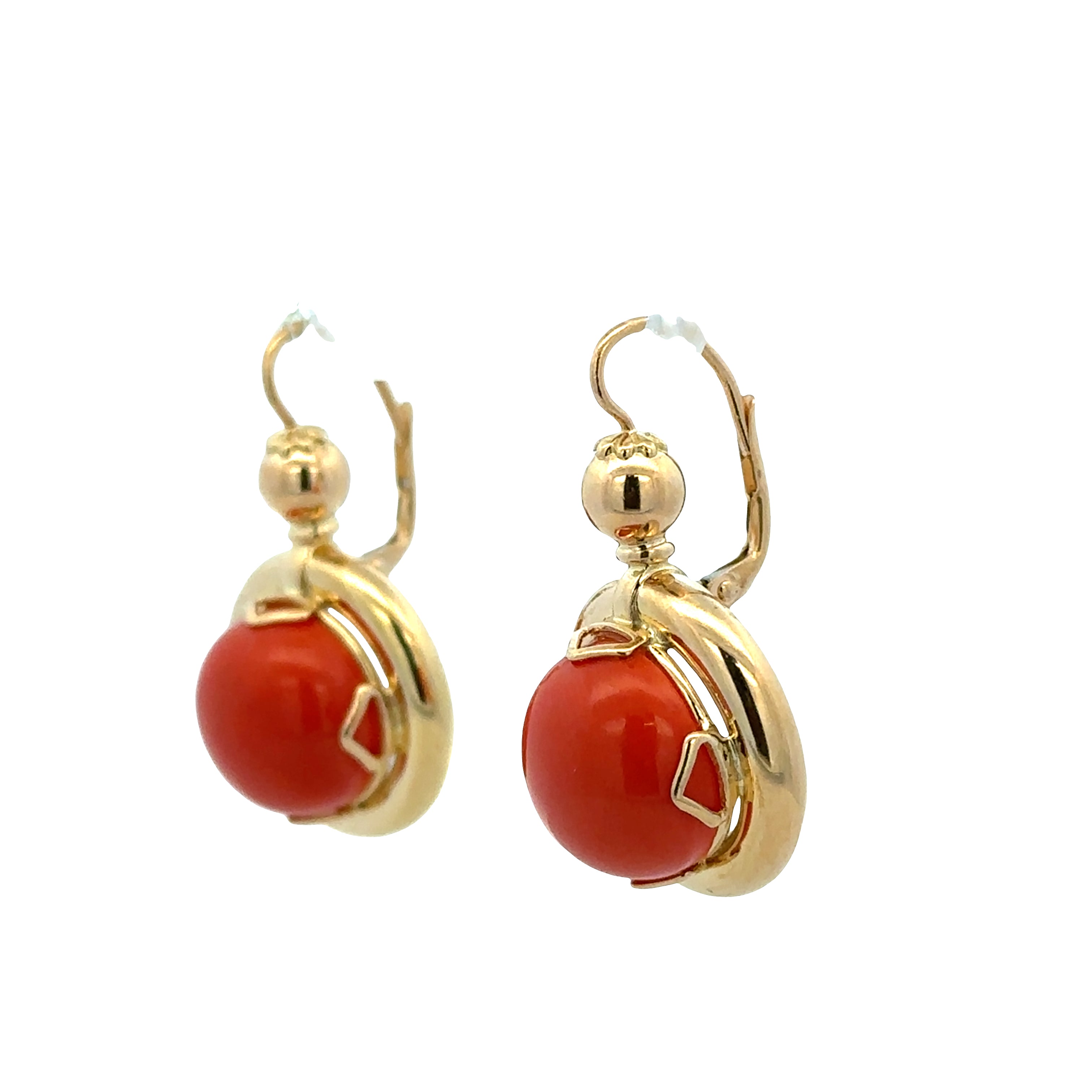 18k Yellow Gold Coral Statement Earrings