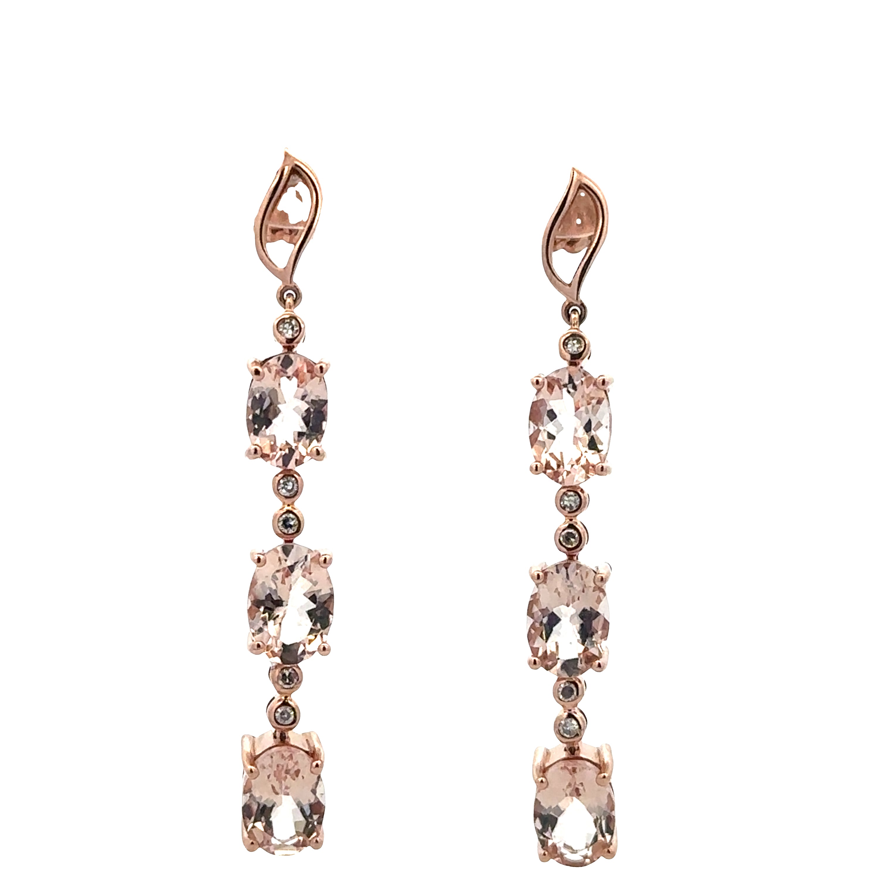 14k Rose Gold Morganite & Diamond Dangle Earrings