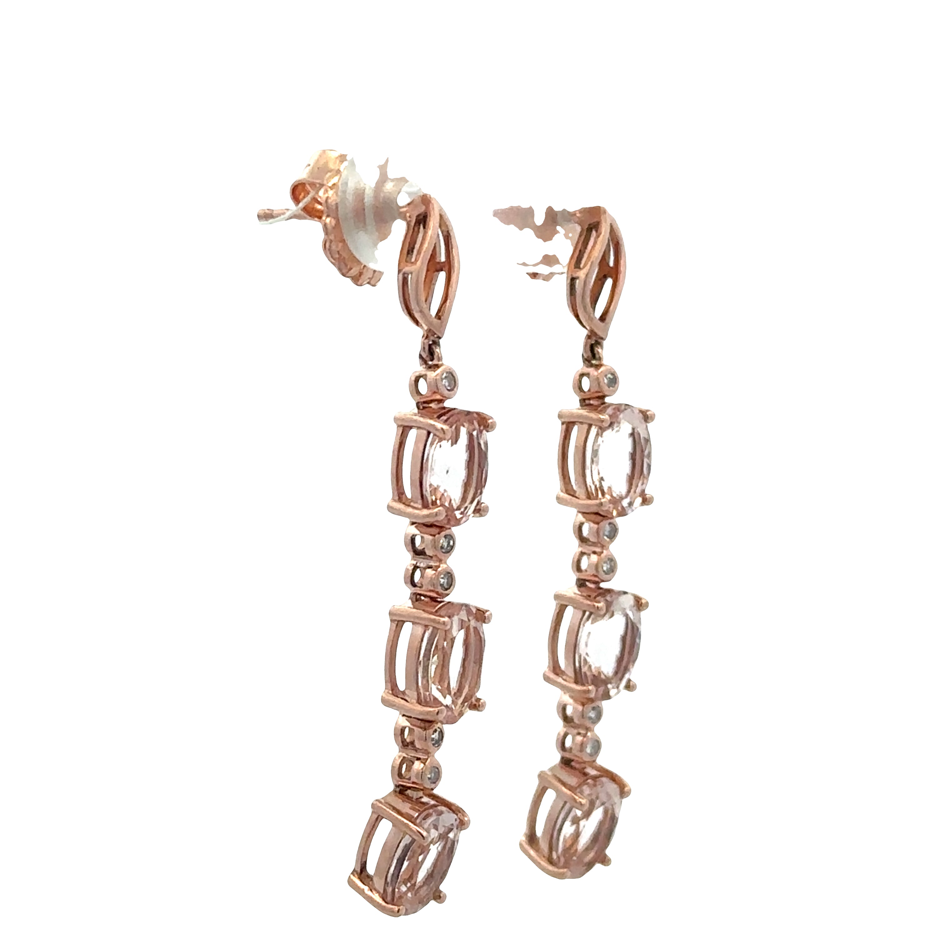 14k Rose Gold Morganite & Diamond Dangle Earrings