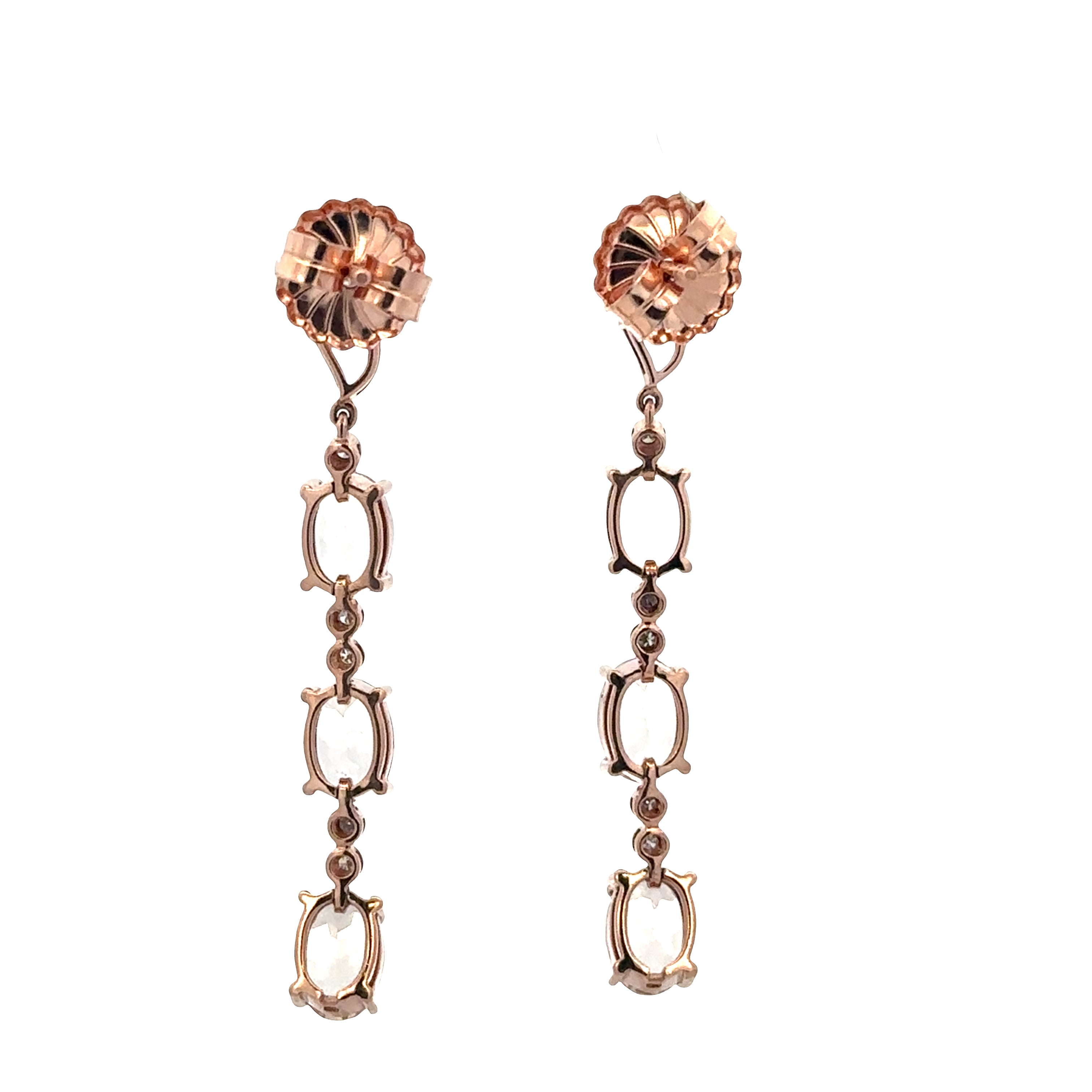 14k Rose Gold Morganite & Diamond Dangle Earrings