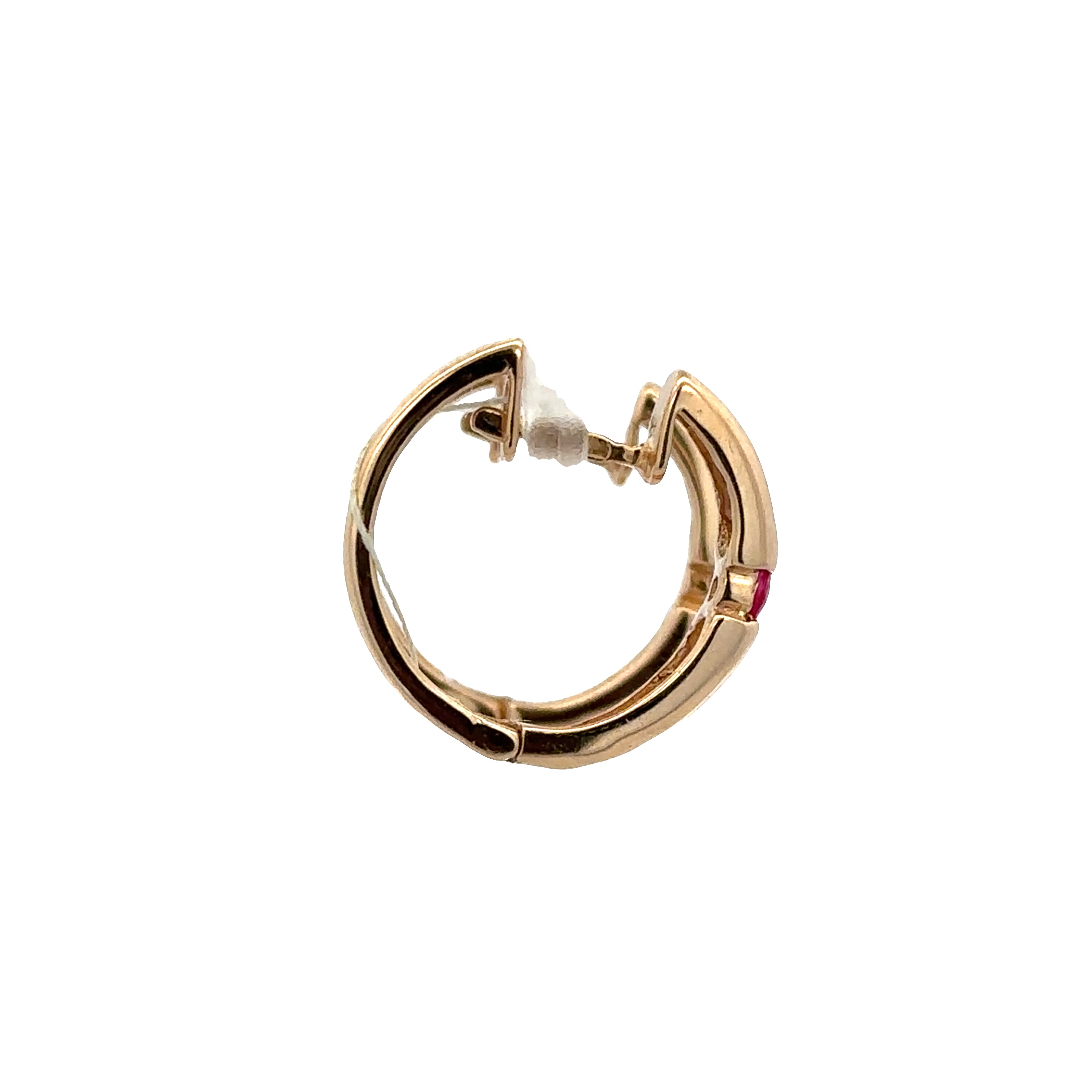 14k Yellow Gold Ruby Hoop Earrings