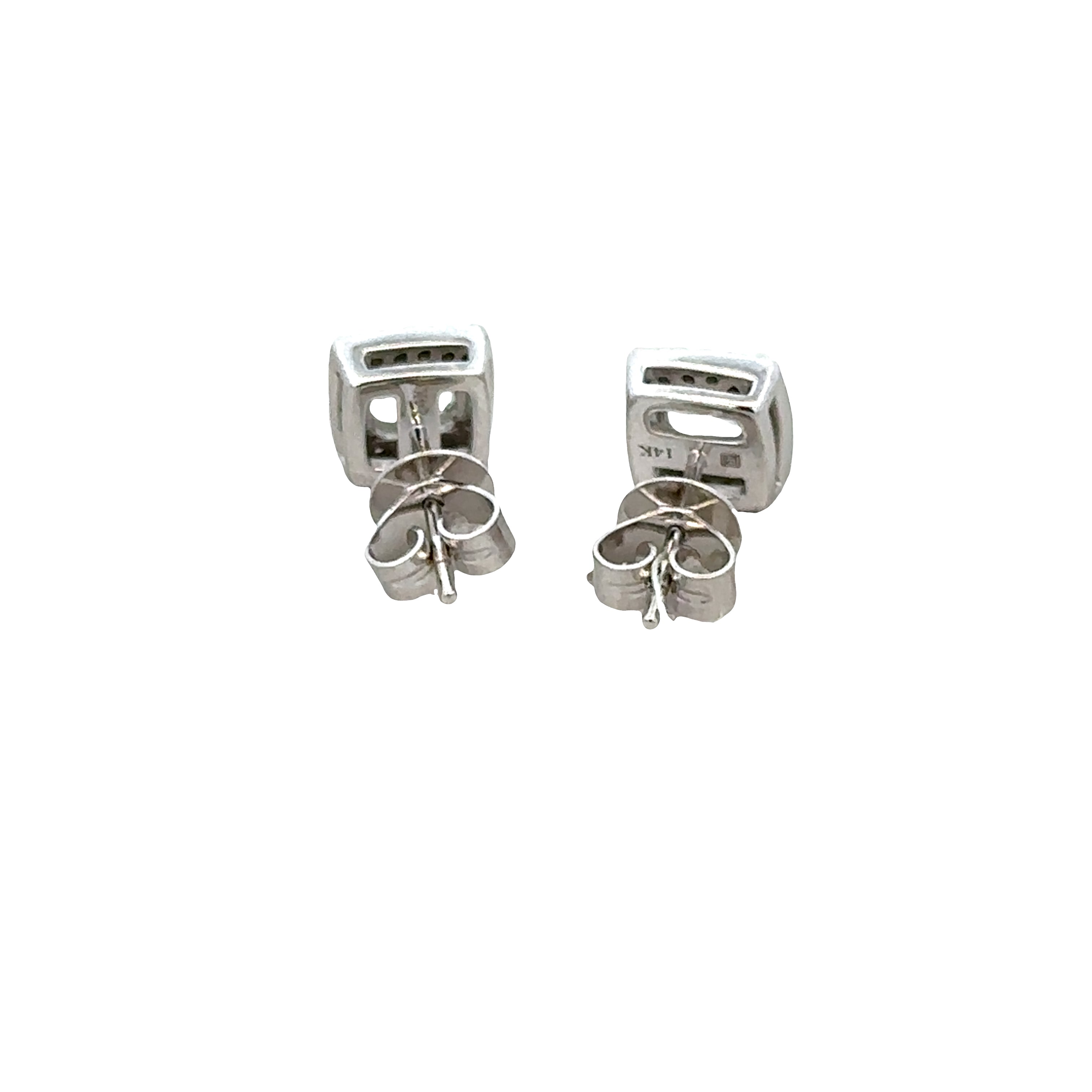 14k White Gold Prasiolite & Diamond Halo Stud Earrings