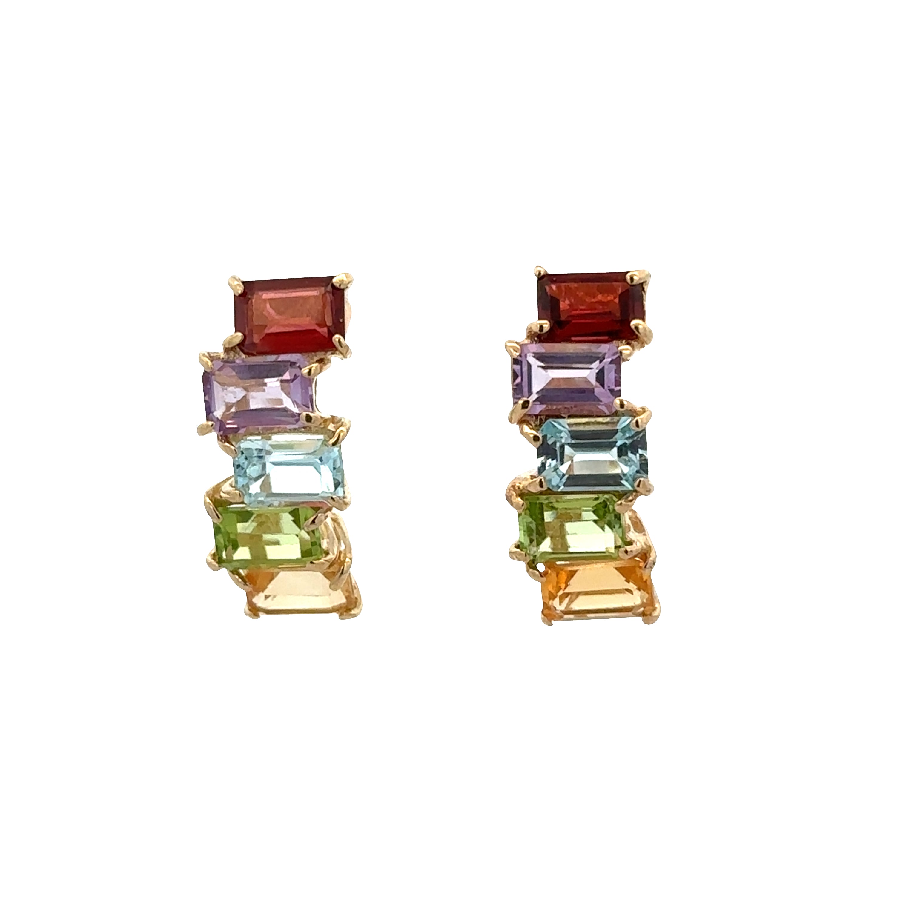 14k Yellow Gold Multi-Gemstone Earrings