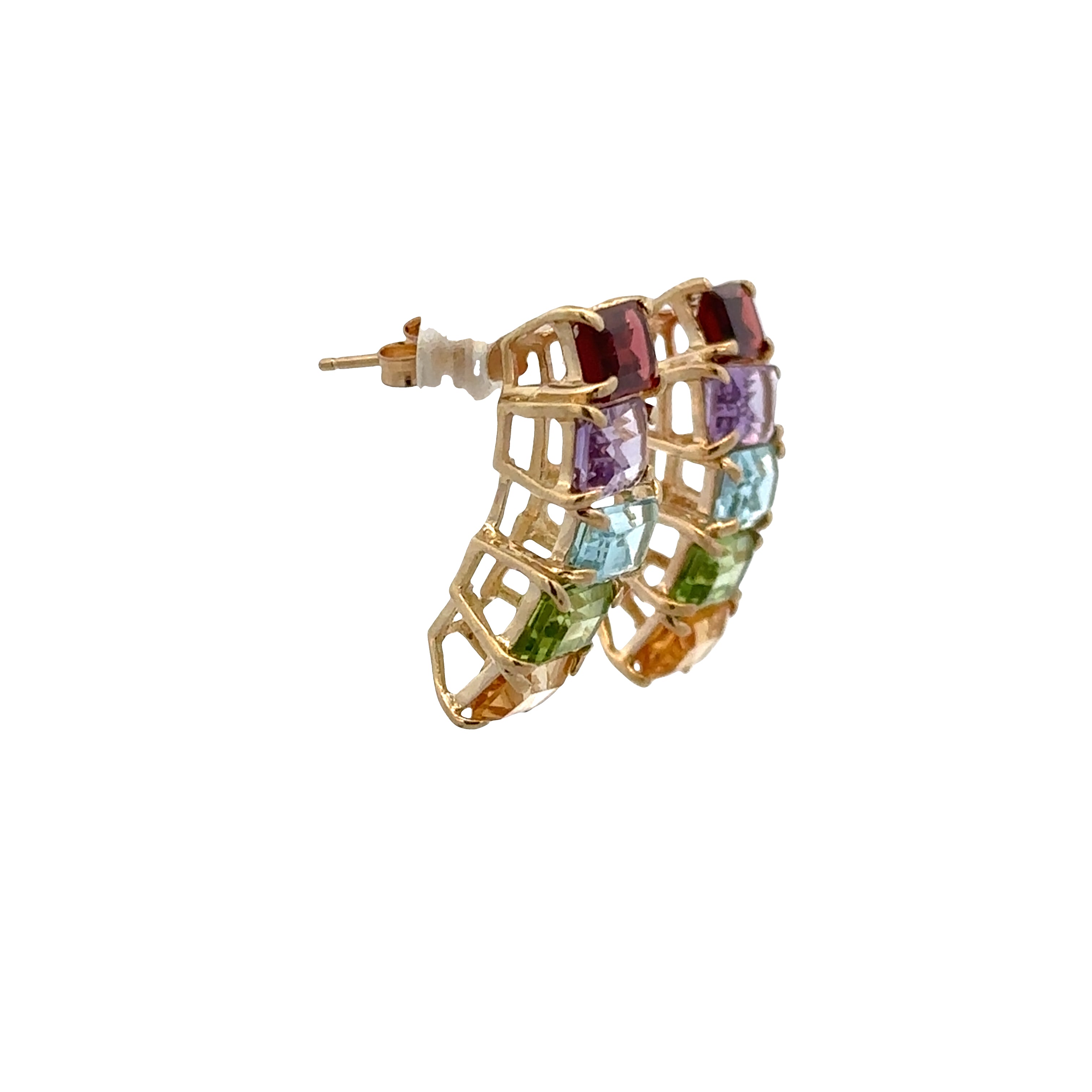 14k Yellow Gold Multi-Gemstone Earrings