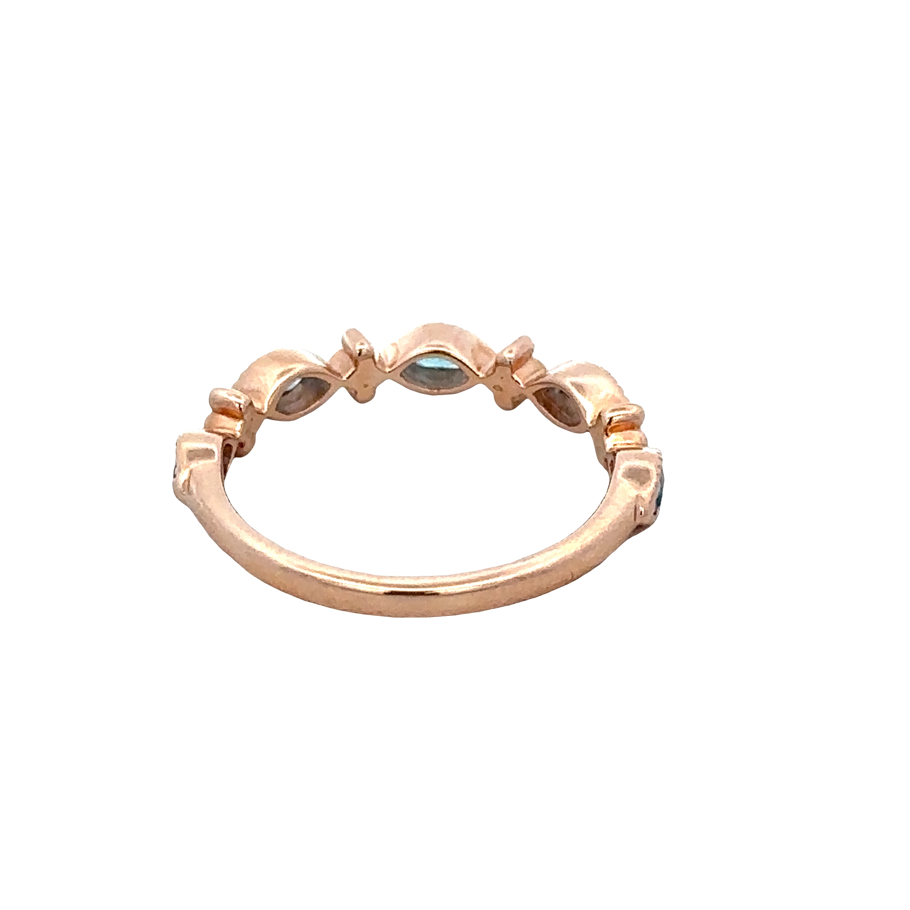 14k Rose Gold Marquise Blue Topaz Band – Size 6.75