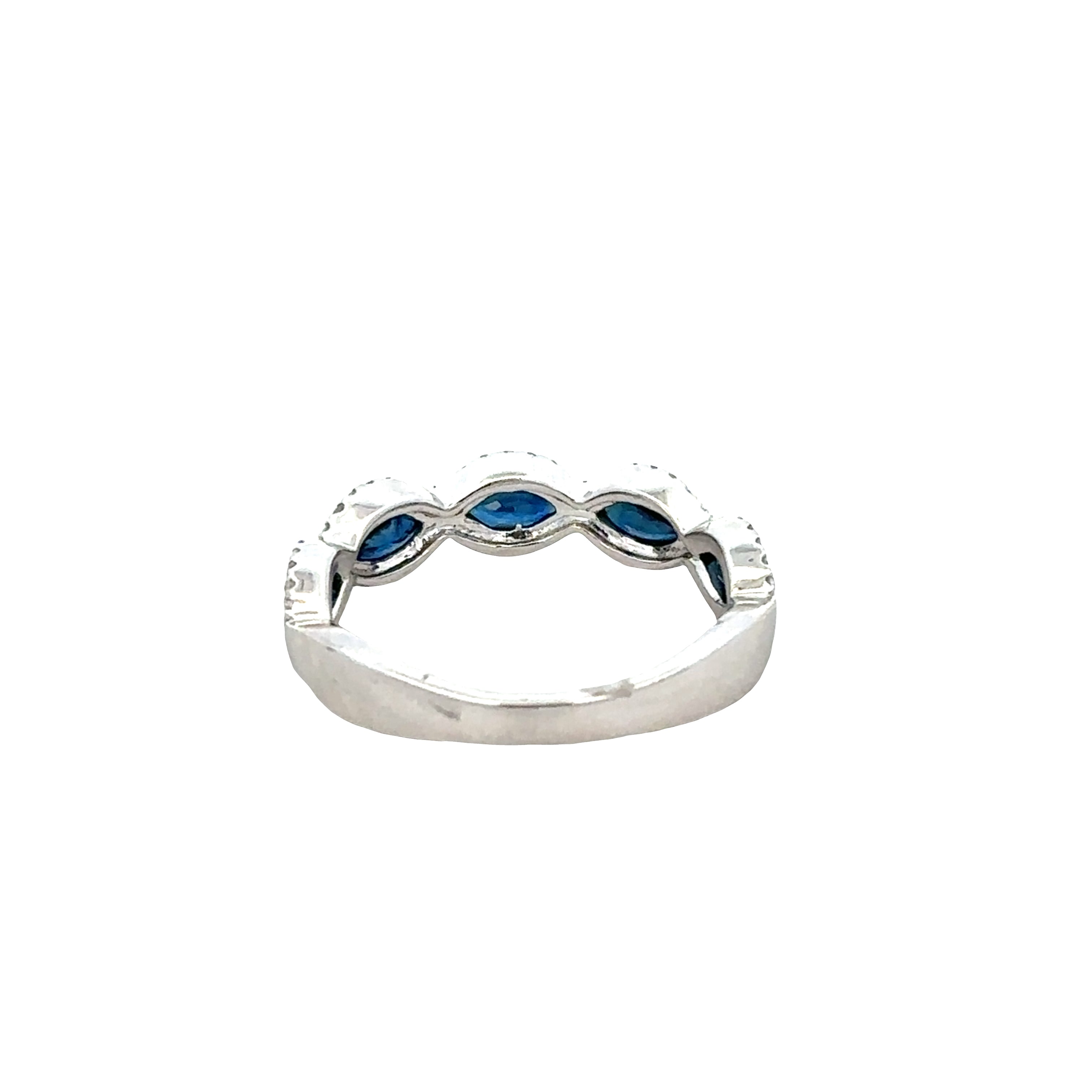 14k White Gold Infinity Style Band with Marquise Sapphires and Diamond Accents – 0.85 ct. Sapphires, 0.22 ct. Diamonds
