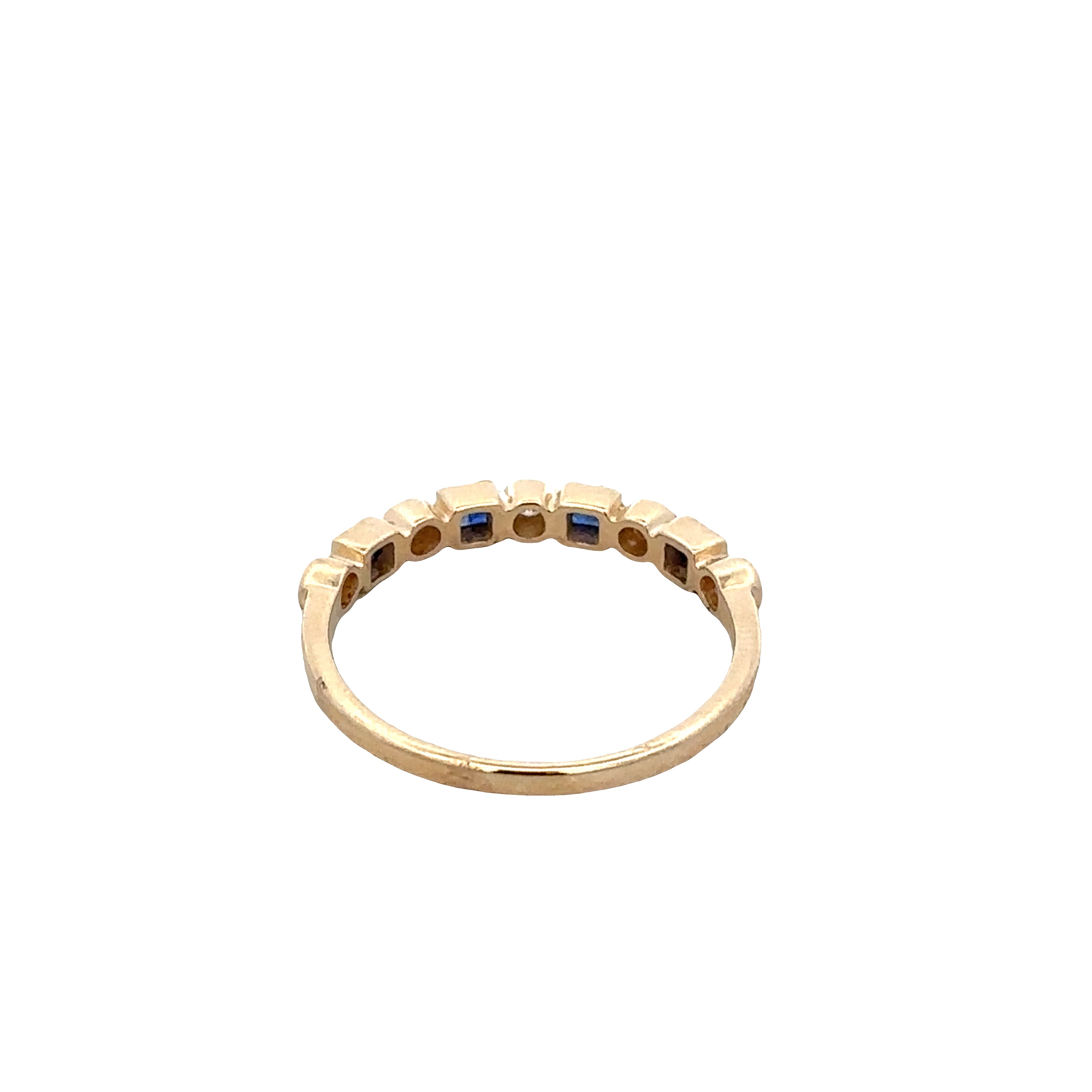 14k Yellow Gold Sapphire & Diamond Alternating Band – Size 7.25