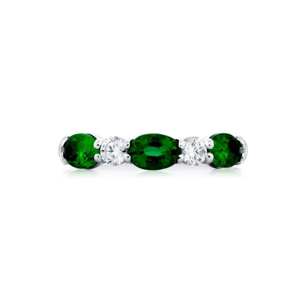 JB Star Platinum Emerald & Diamond Wedding Band – Size 7