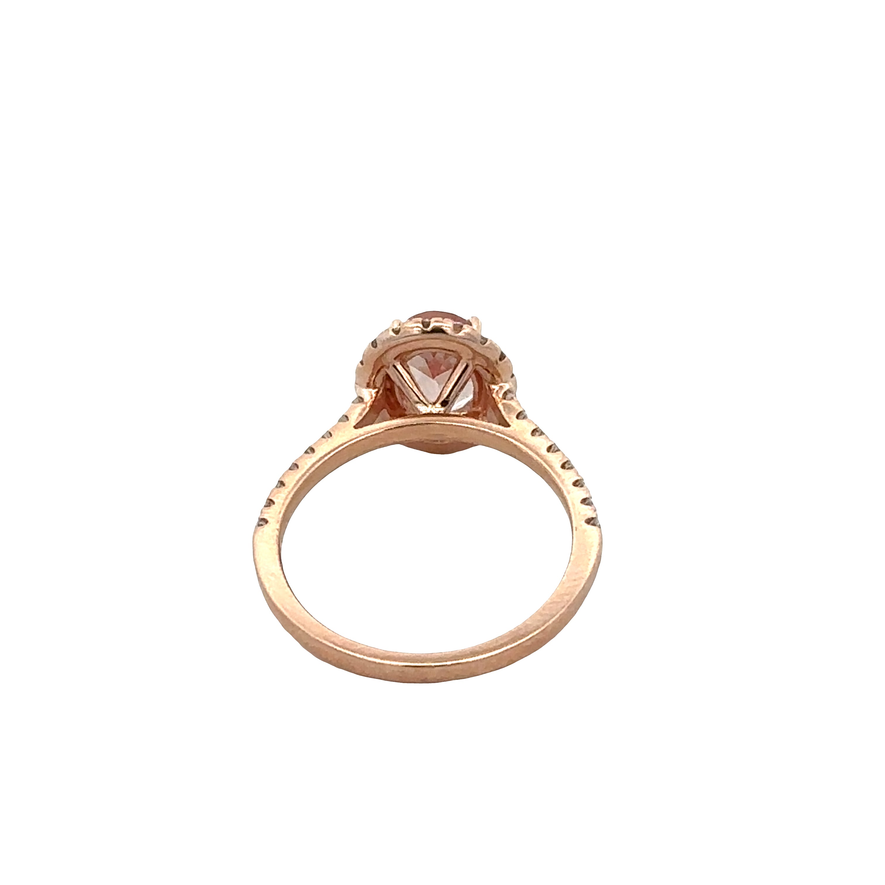14k Rose Gold Morganite & Diamond Halo Ring – Size 7