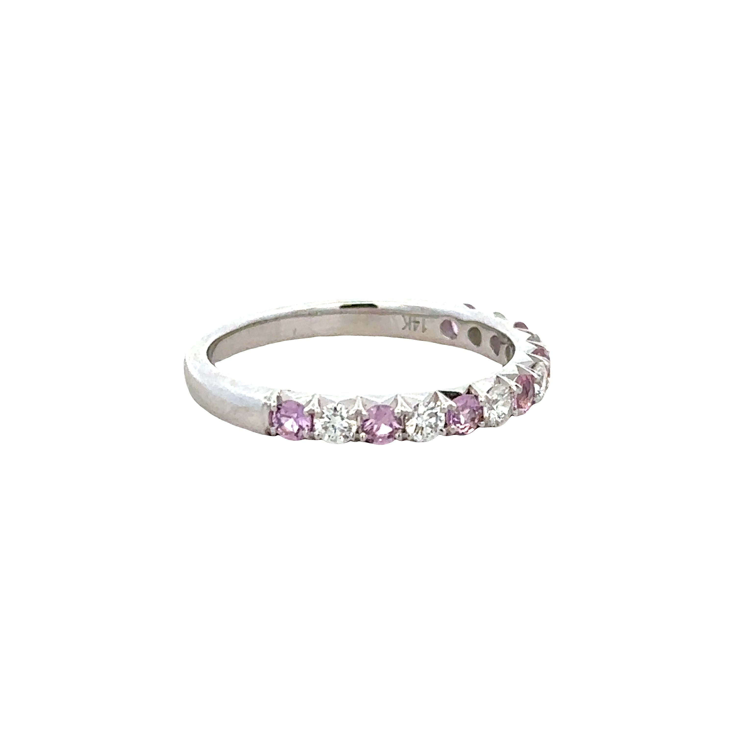 Pink Sapphire and Diamond Band in White Gold