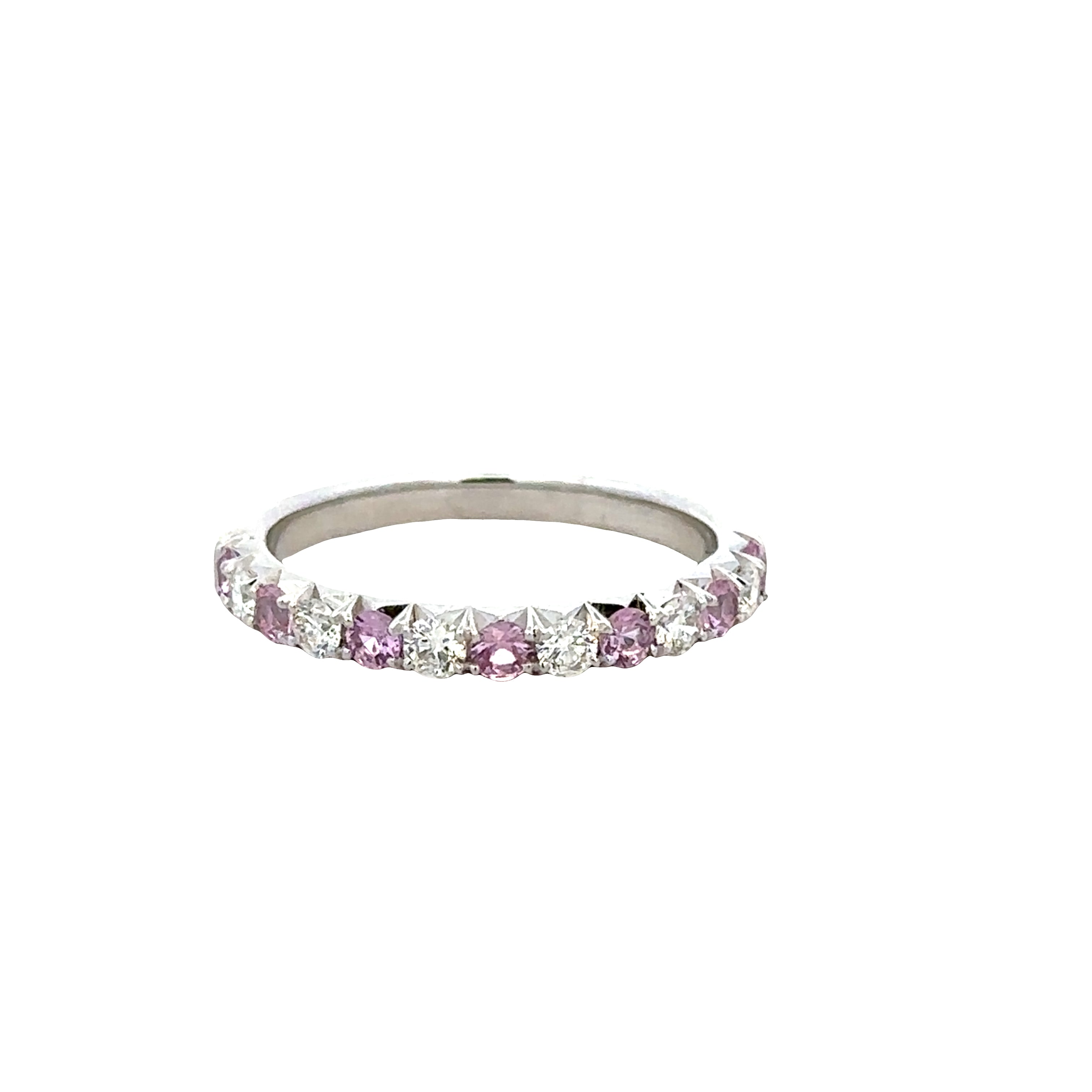 Pink Sapphire and Diamond Band in White Gold