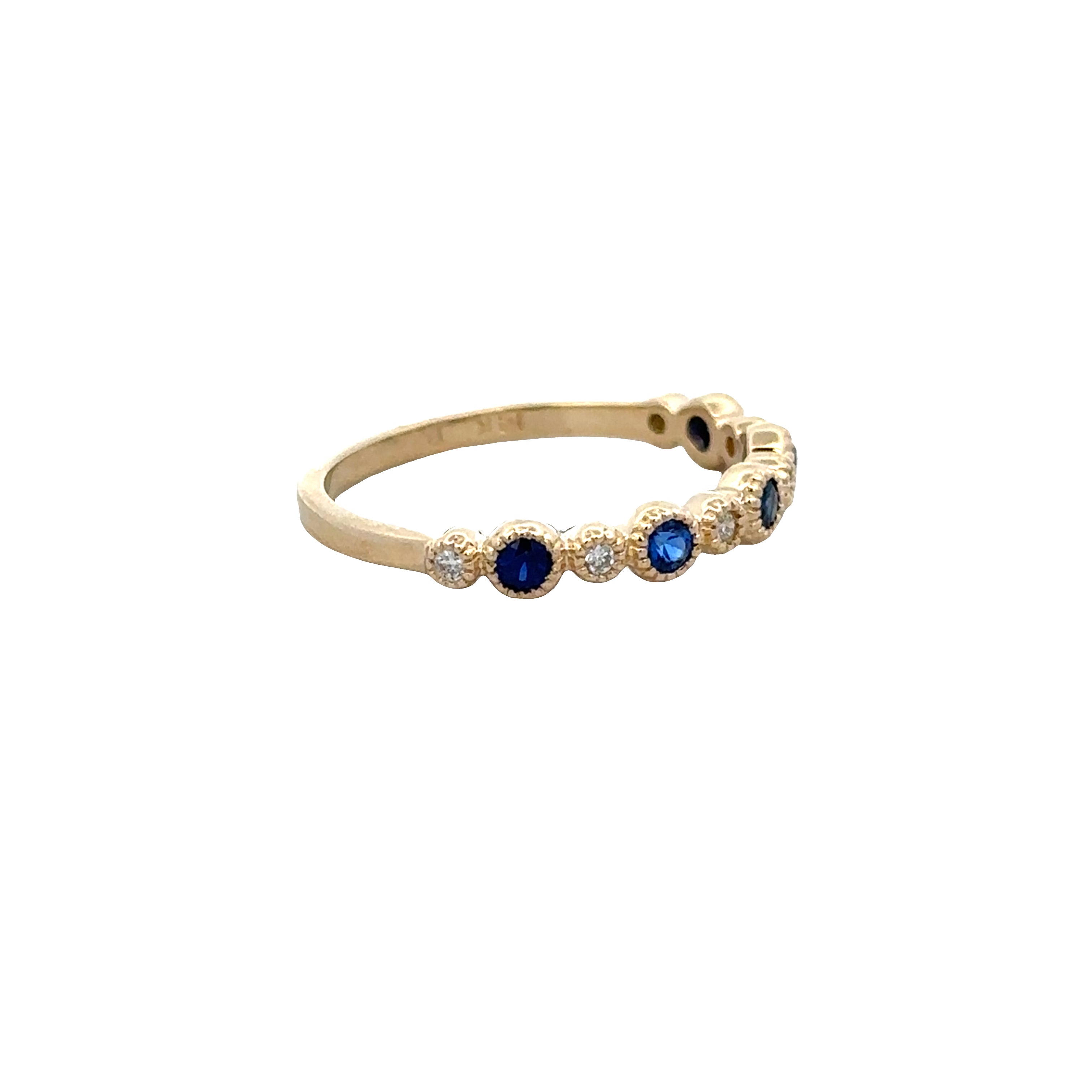 14k Yellow Gold Sapphire & Diamond Alternating Band – Size 7