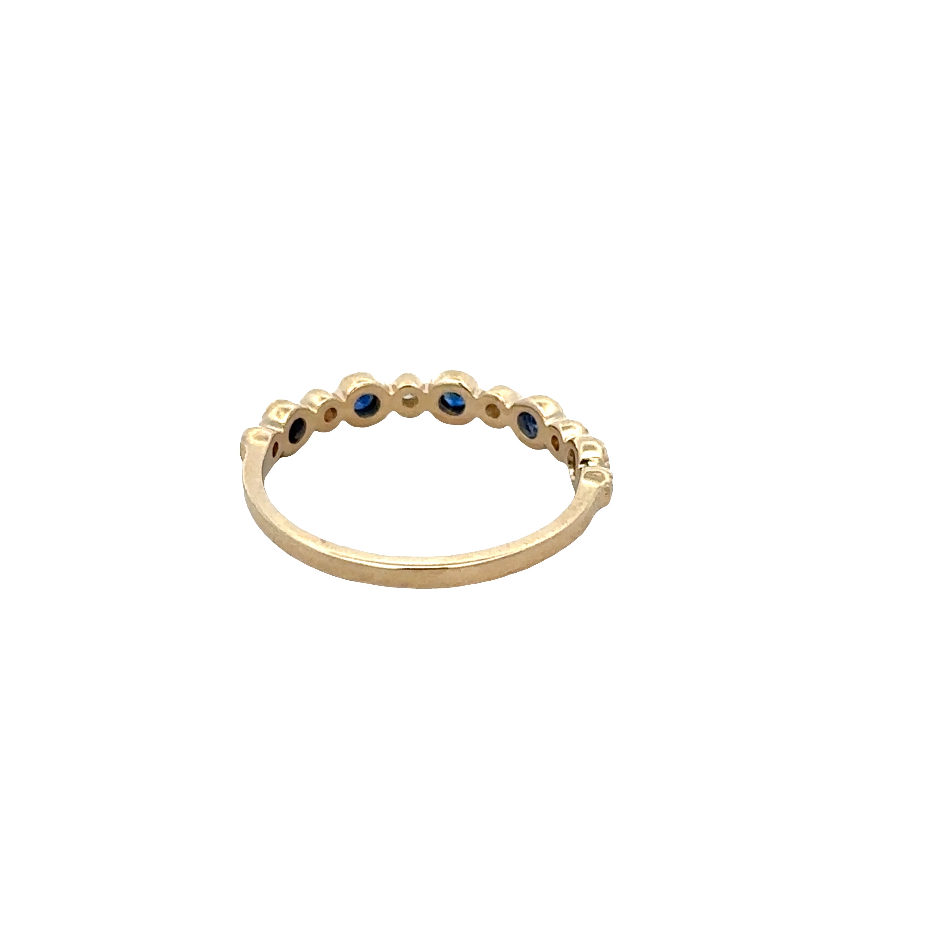 14k Yellow Gold Sapphire & Diamond Alternating Band – Size 7