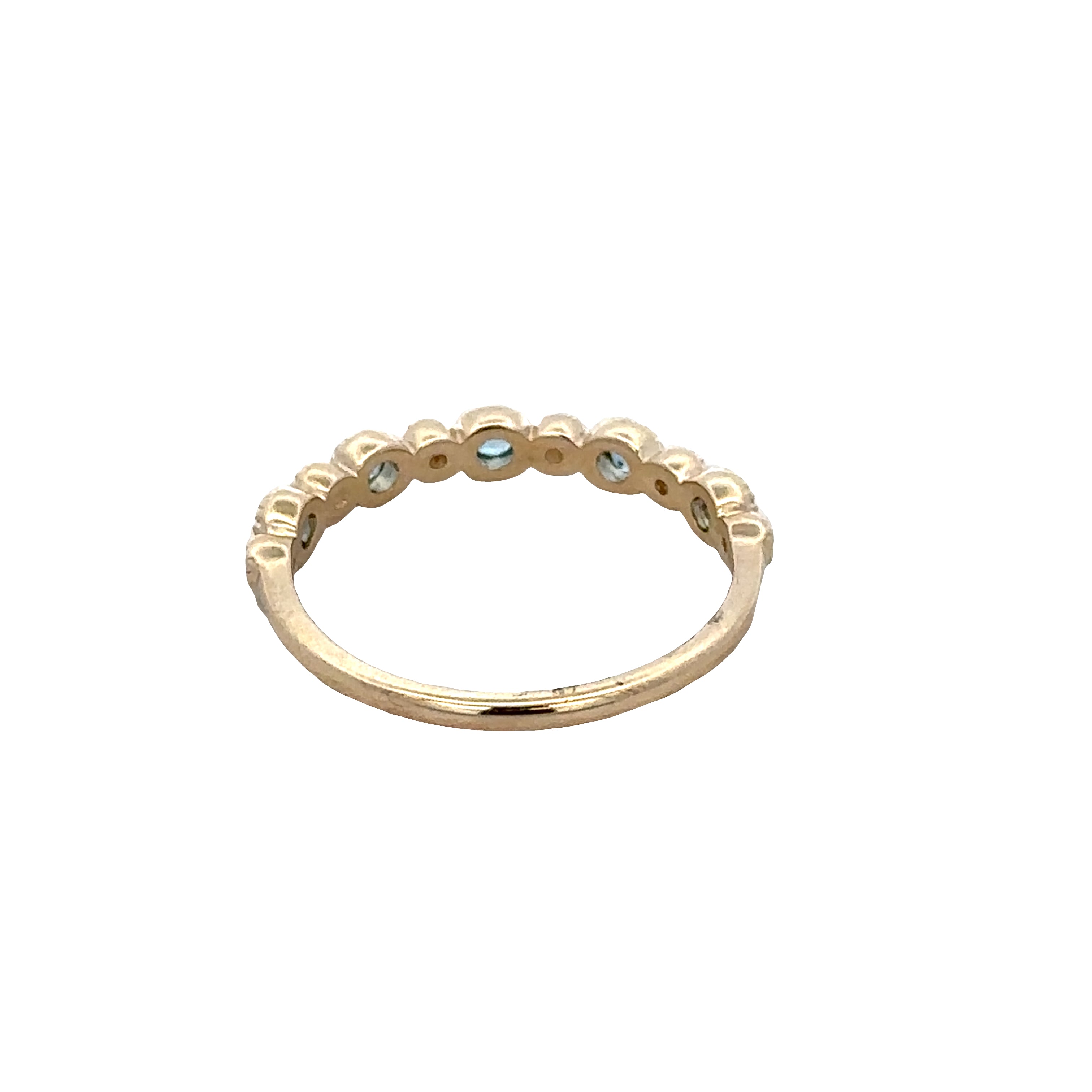 14k Yellow Gold Aquamarine & Diamond Alternating Band – Size 6.75