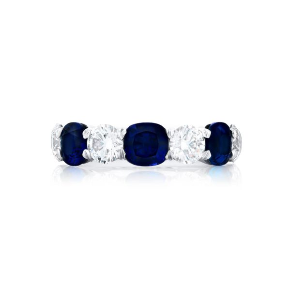 Platinum Sapphire & Diamond Band – Size 6.5