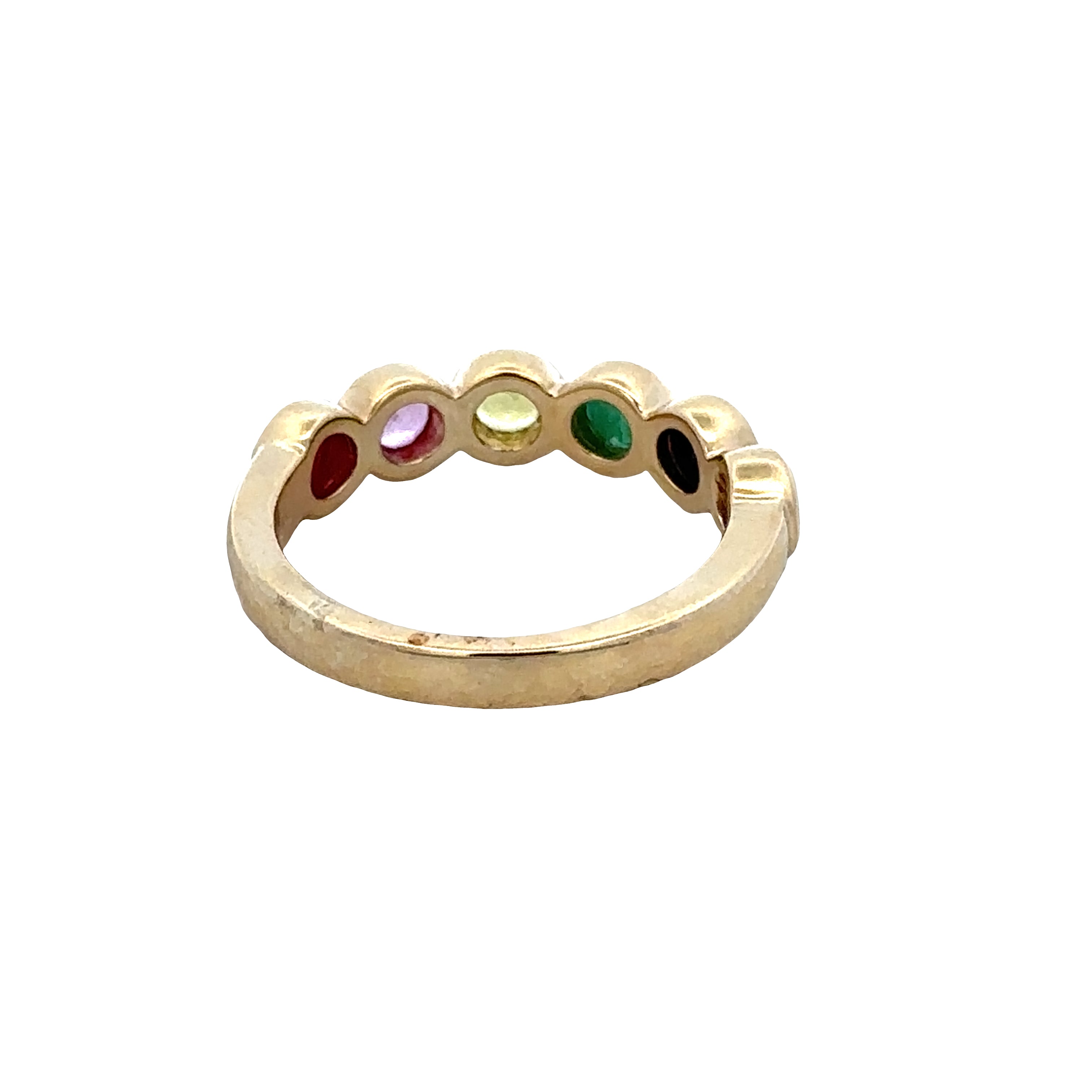 14k Yellow Gold Multi-Gemstone Band Ring – Size 7