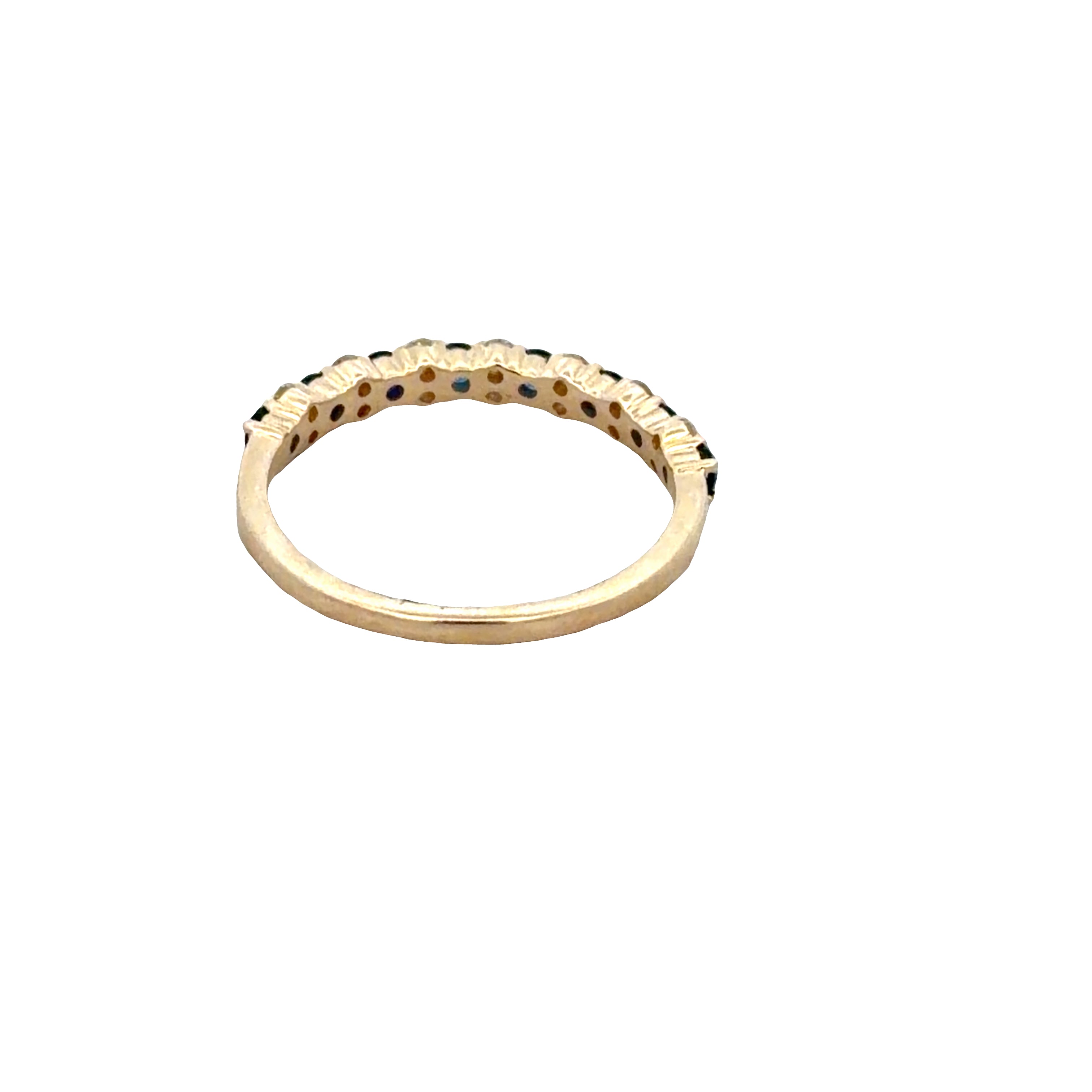 14k Yellow Gold Blue Sapphire & Diamond Alternating Band – Size 6.25