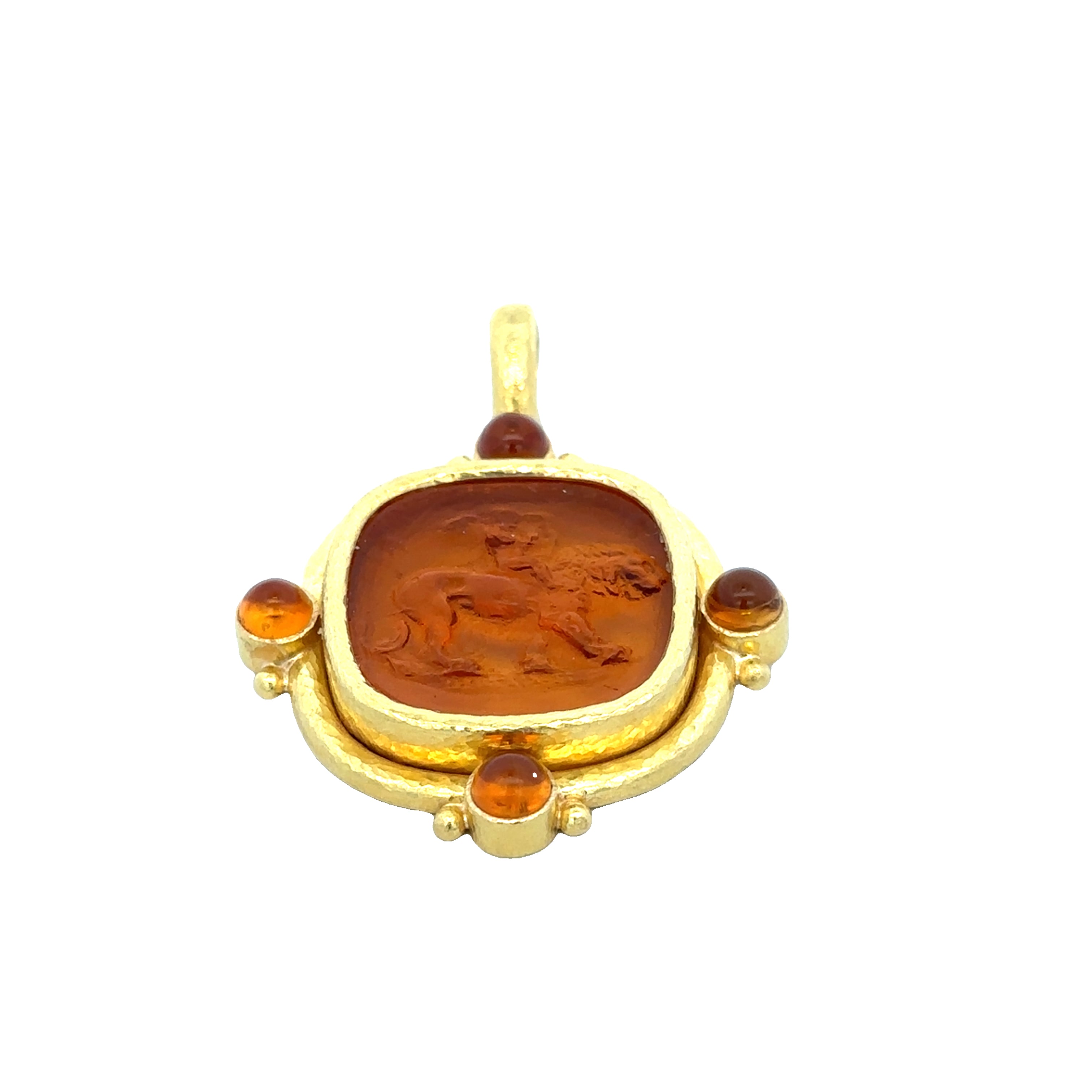 Estate Elizabeth Locke Cupid Lion Pendant in 19K Gold
