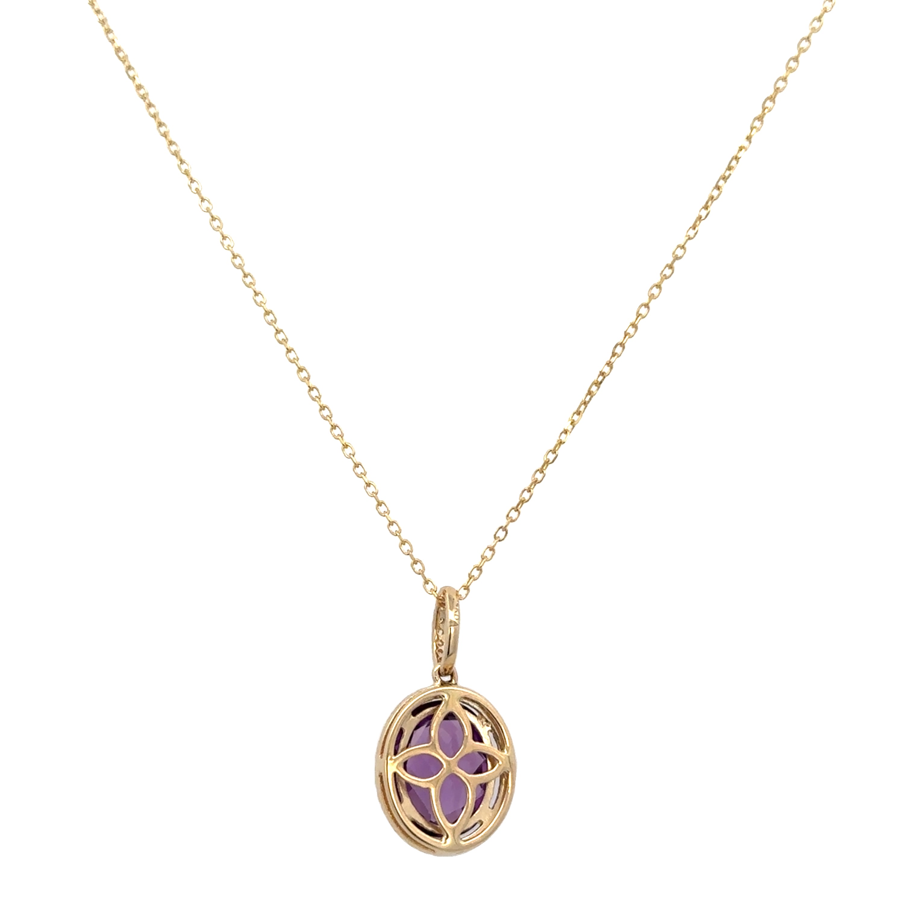 Amethyst and Diamond Pendant in Yellow Gold