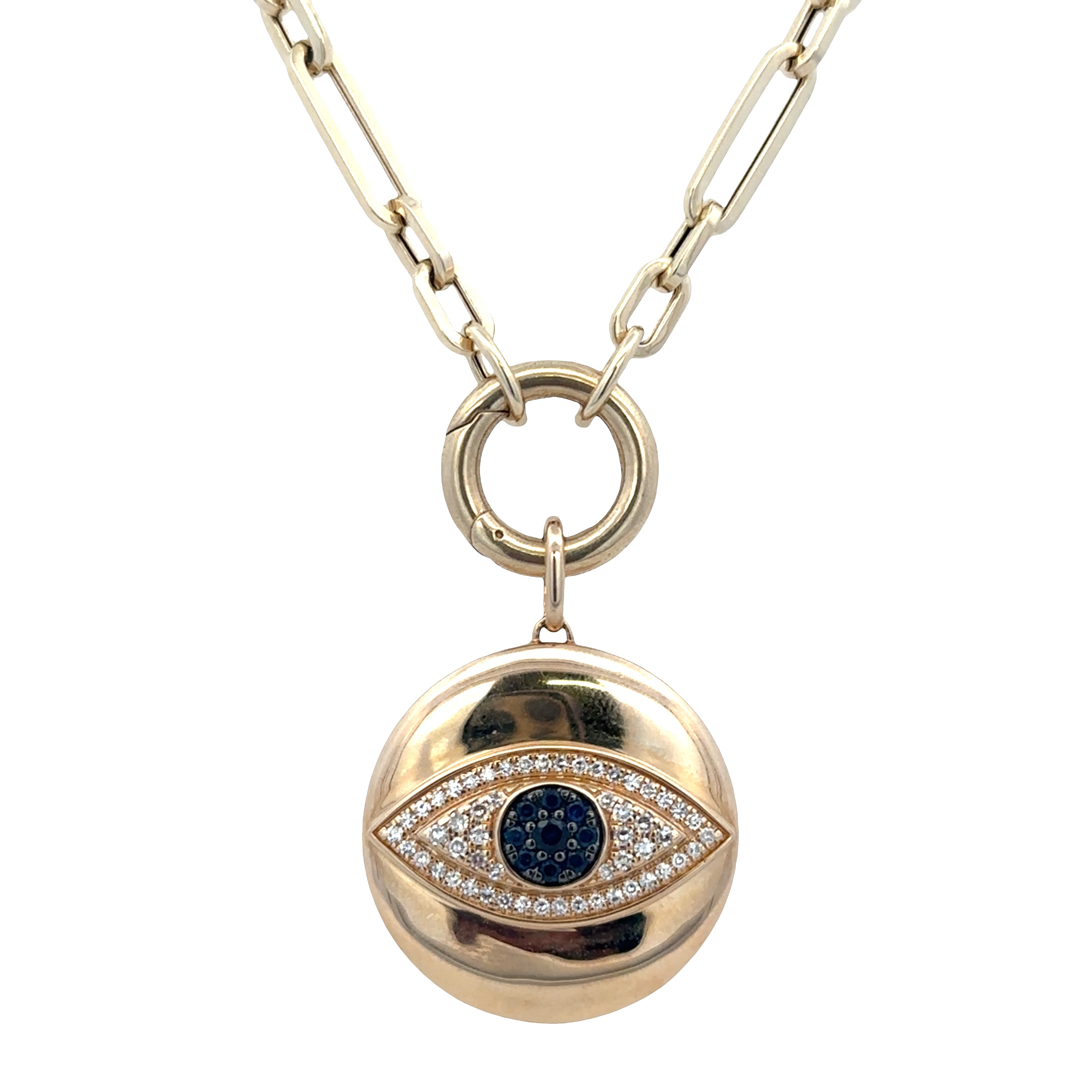 14k Yellow Gold Sapphire & Diamond Evil Eye Necklace – 18"