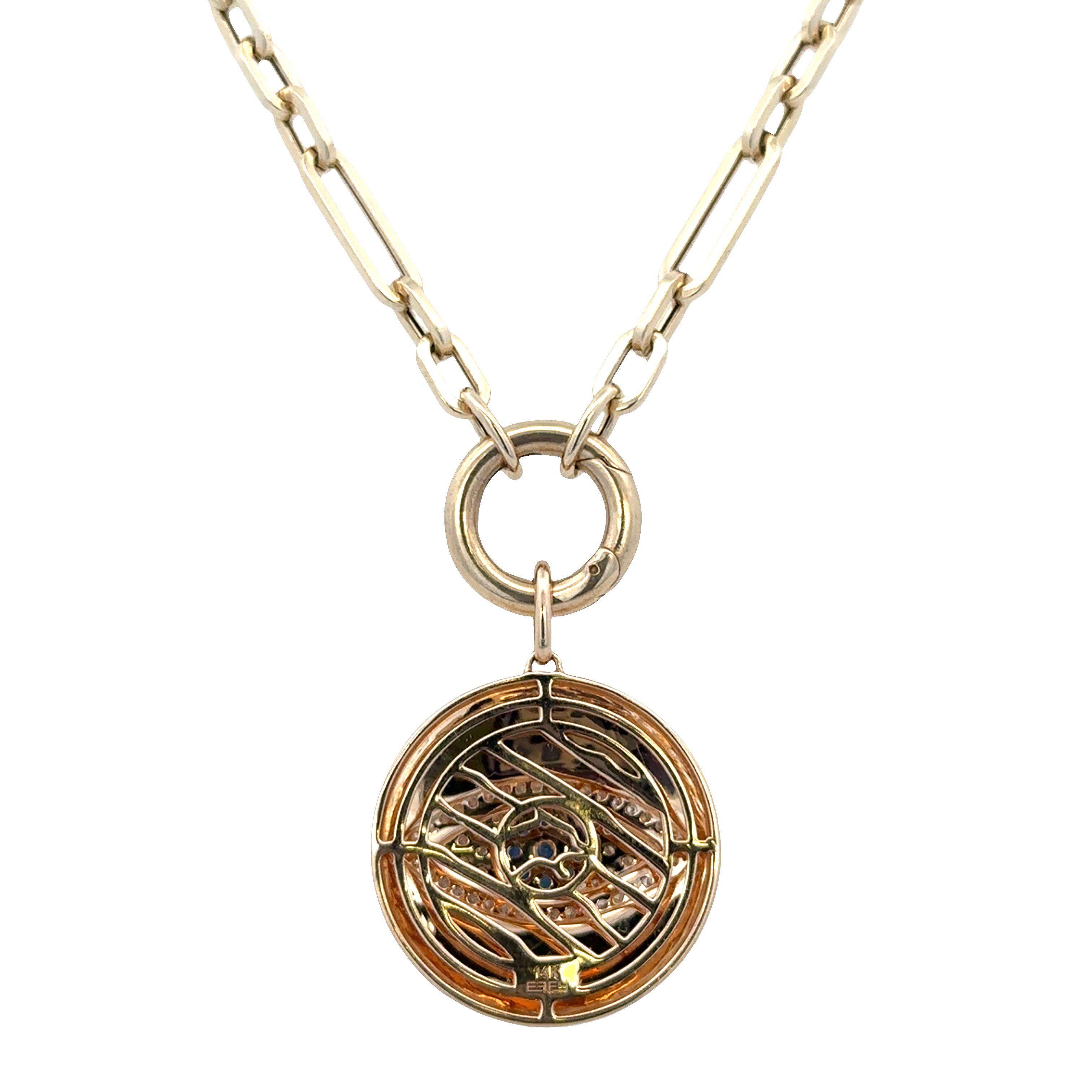 14k Yellow Gold Sapphire & Diamond Evil Eye Necklace – 18"