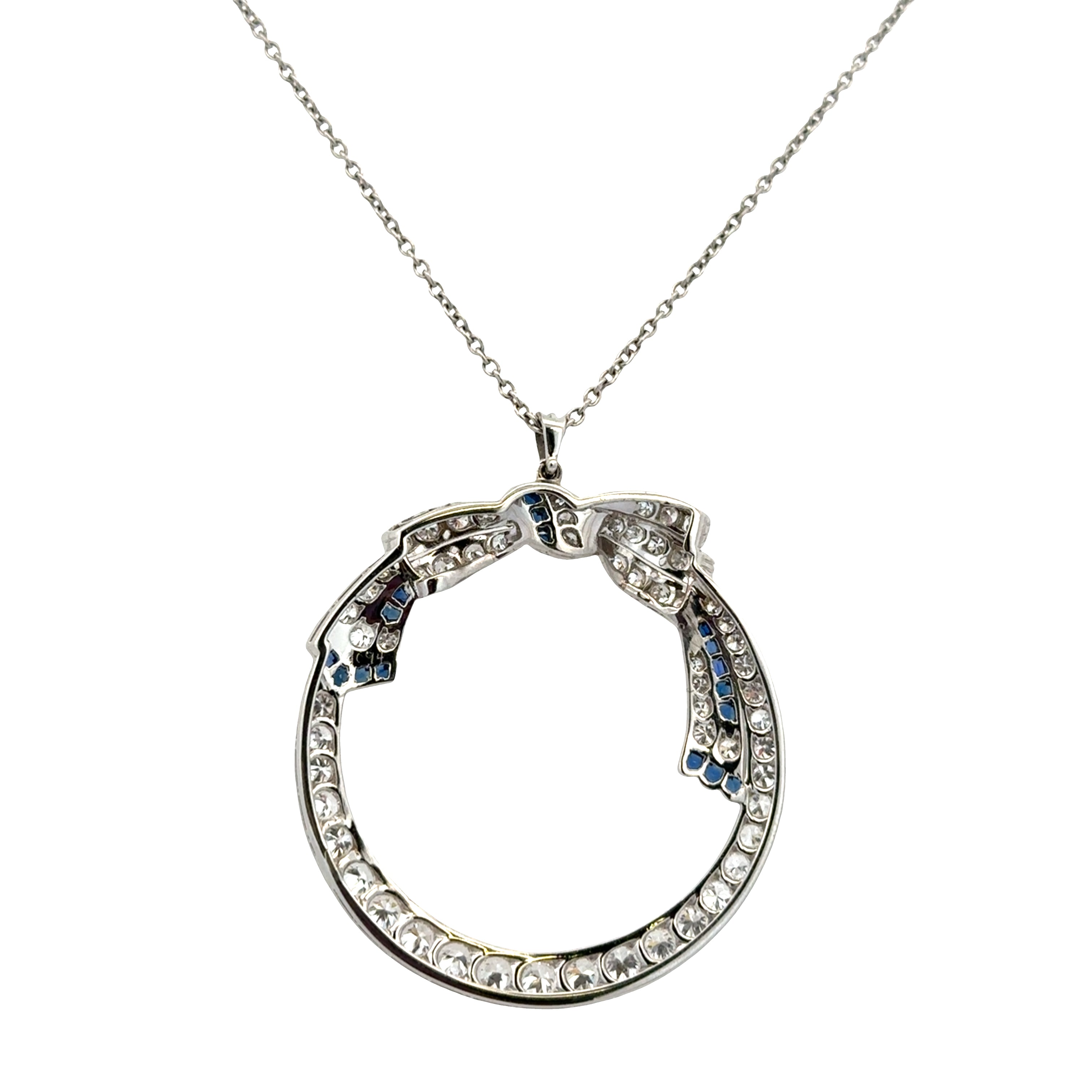 Platinum Art Deco Diamond & Sapphire Wreath Pendant – Circa 1920s