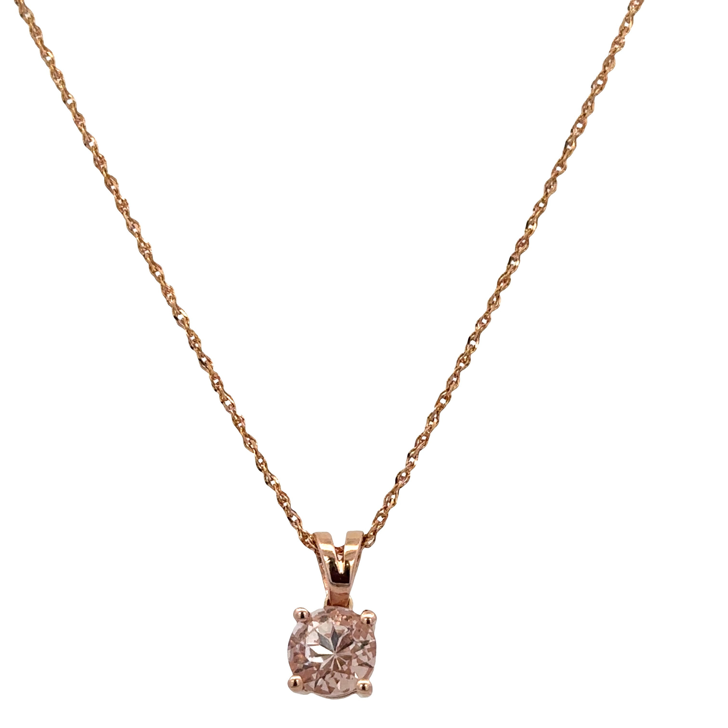 14k Rose Gold Morganite Pendant Necklace – 16"