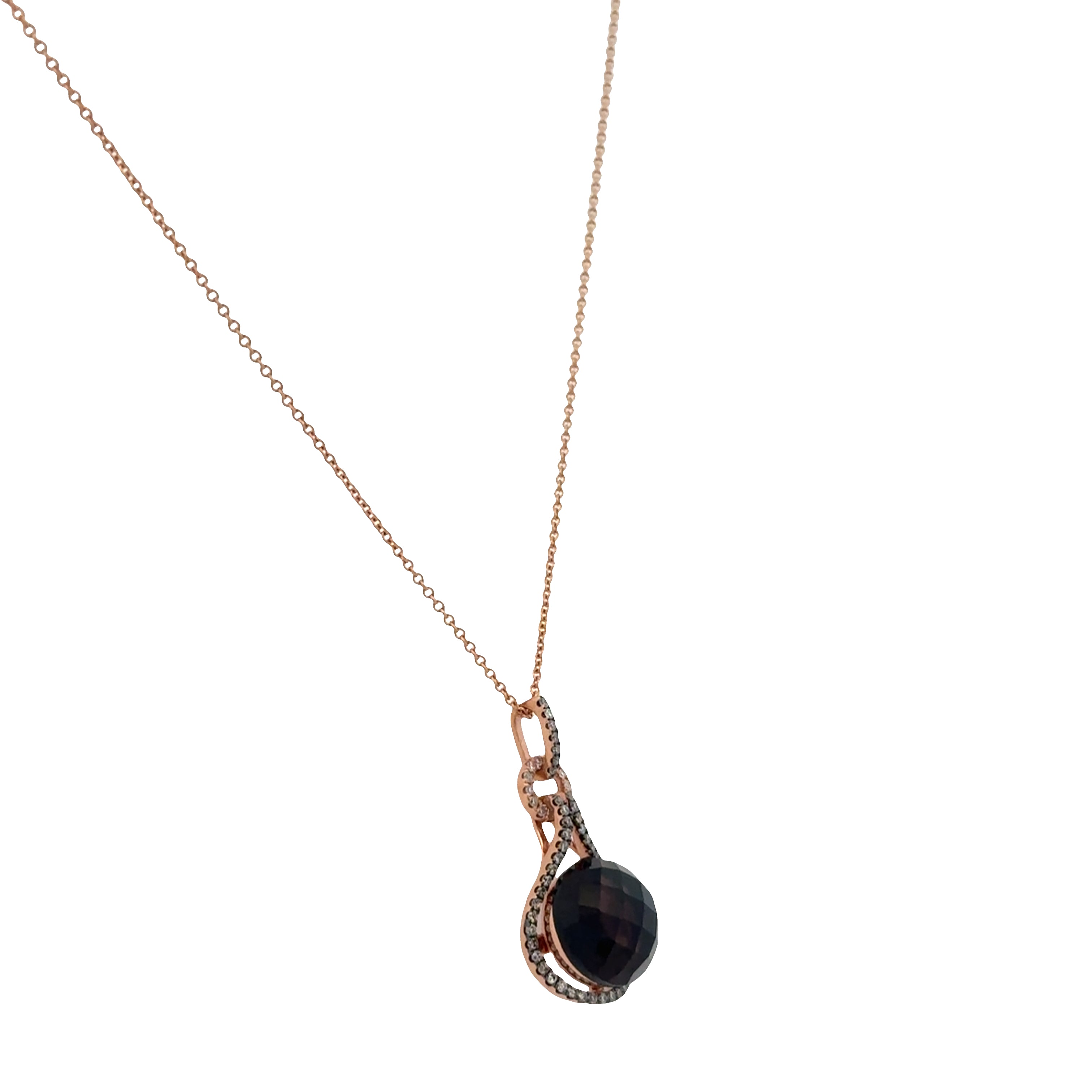 14k Rose Gold Smoky Quartz & Diamond Pendant – 0.25 CTW