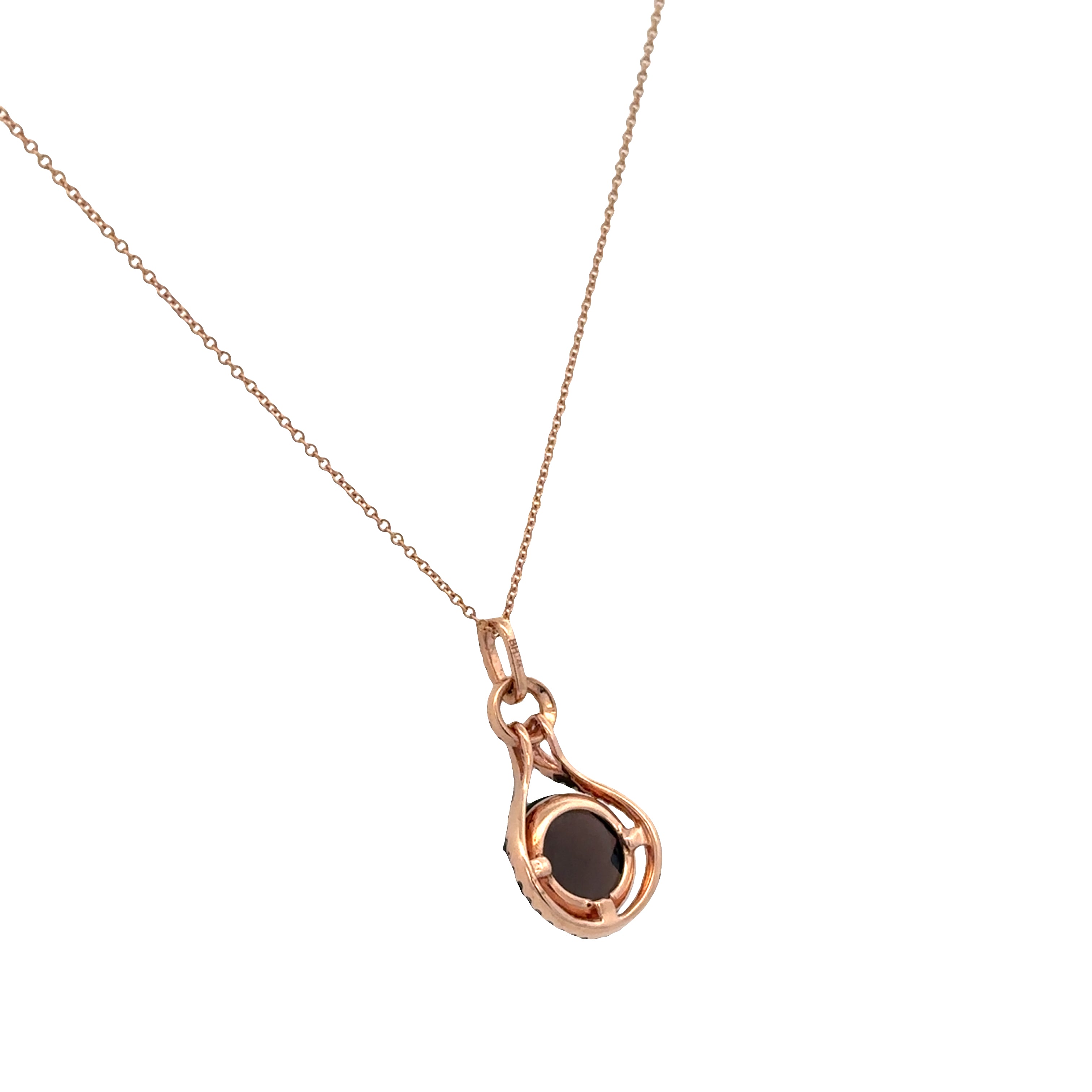 14k Rose Gold Smoky Quartz & Diamond Pendant – 0.25 CTW
