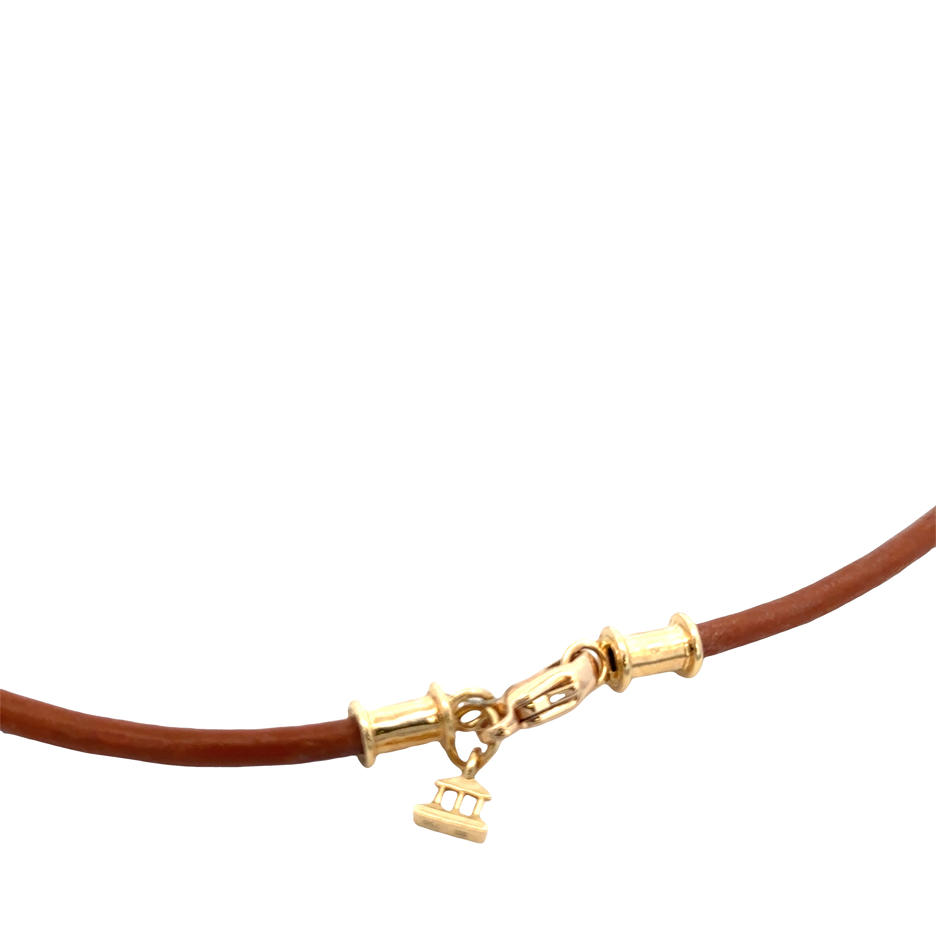 Estate Temple St. Clair 18k Yellow Gold Rock Crystal Pendant on Leather Cord