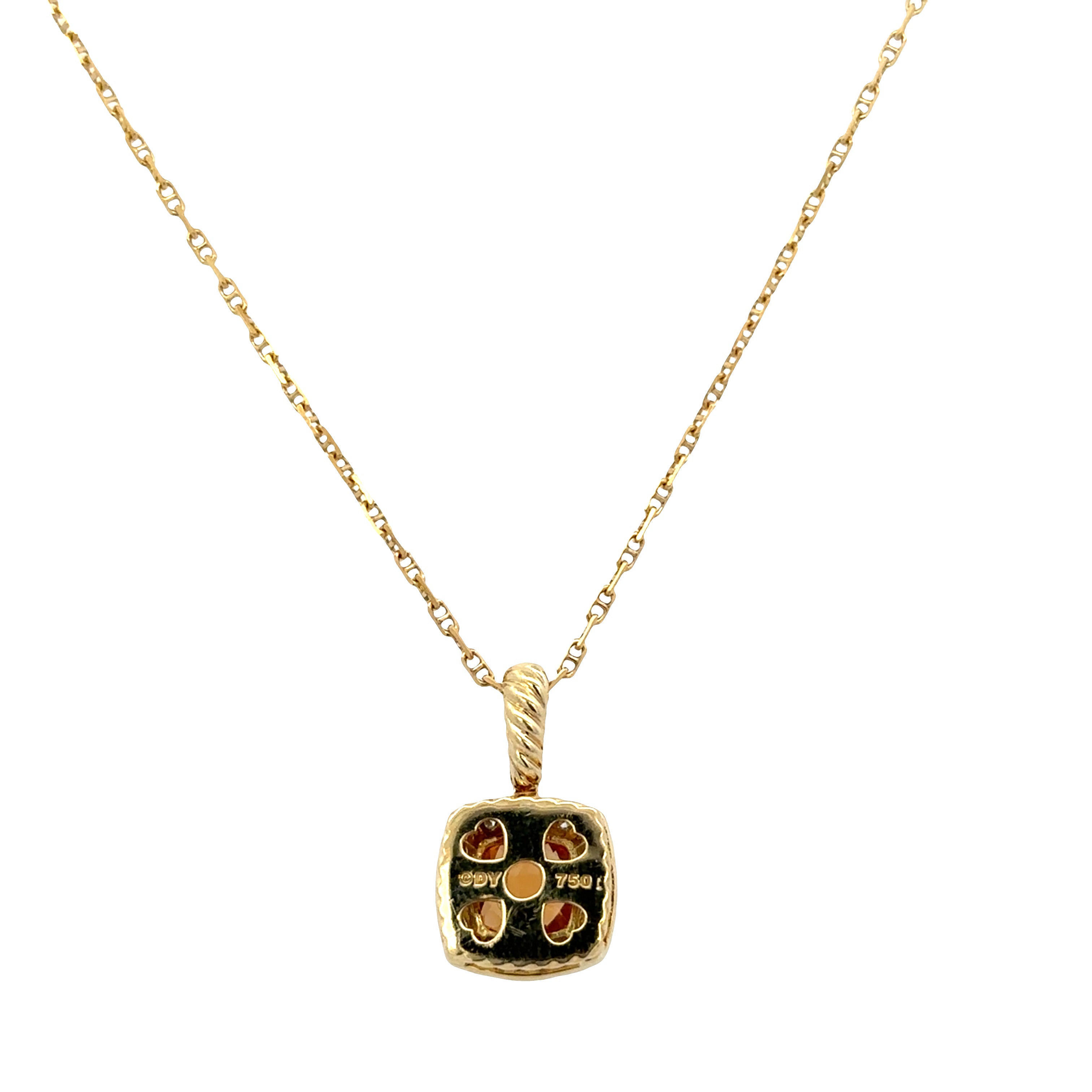 Estate David Yurman Sterling Silver & 18k Yellow Gold Citrine & Diamond Pendant Necklace – 18"