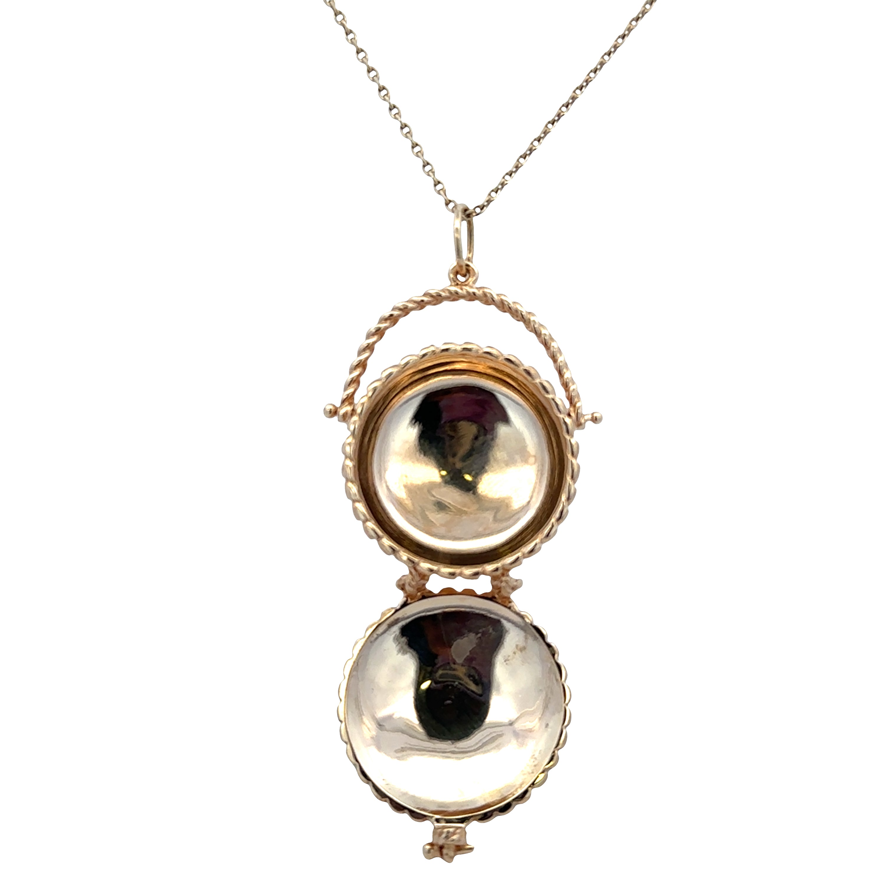 Vintage 14k Yellow Gold Nantucket Lightship Basket Pendant Necklace with Scrimshaw Sailboat Locket – Circa 1998