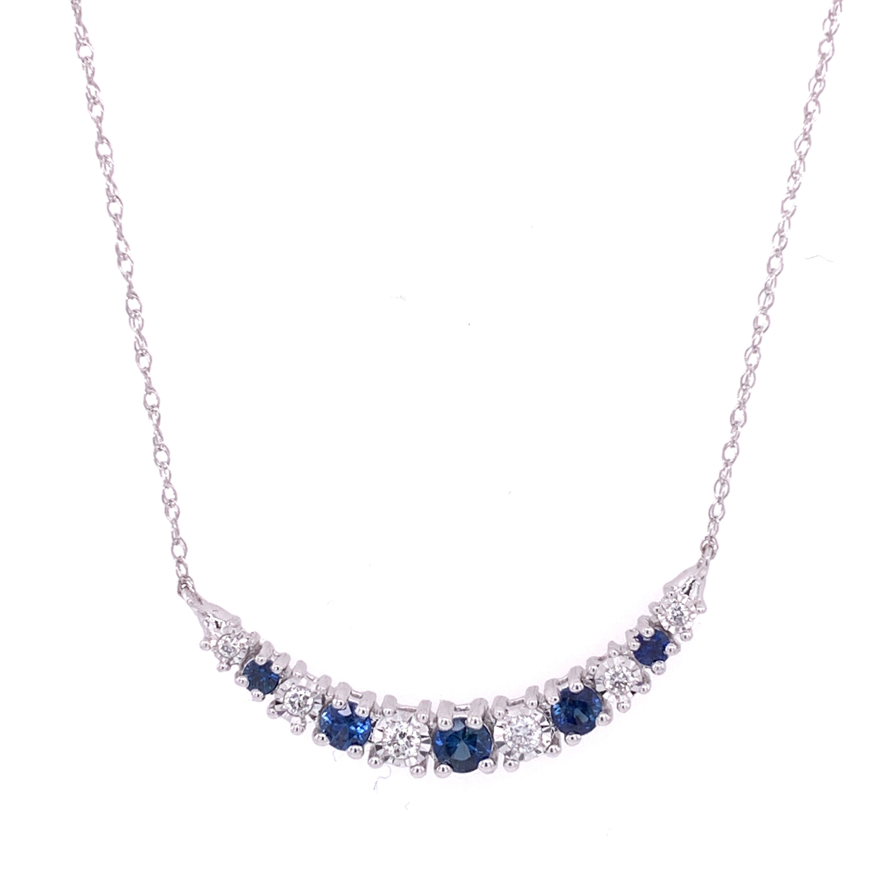 Curved Sapphire and Diamond Necklace