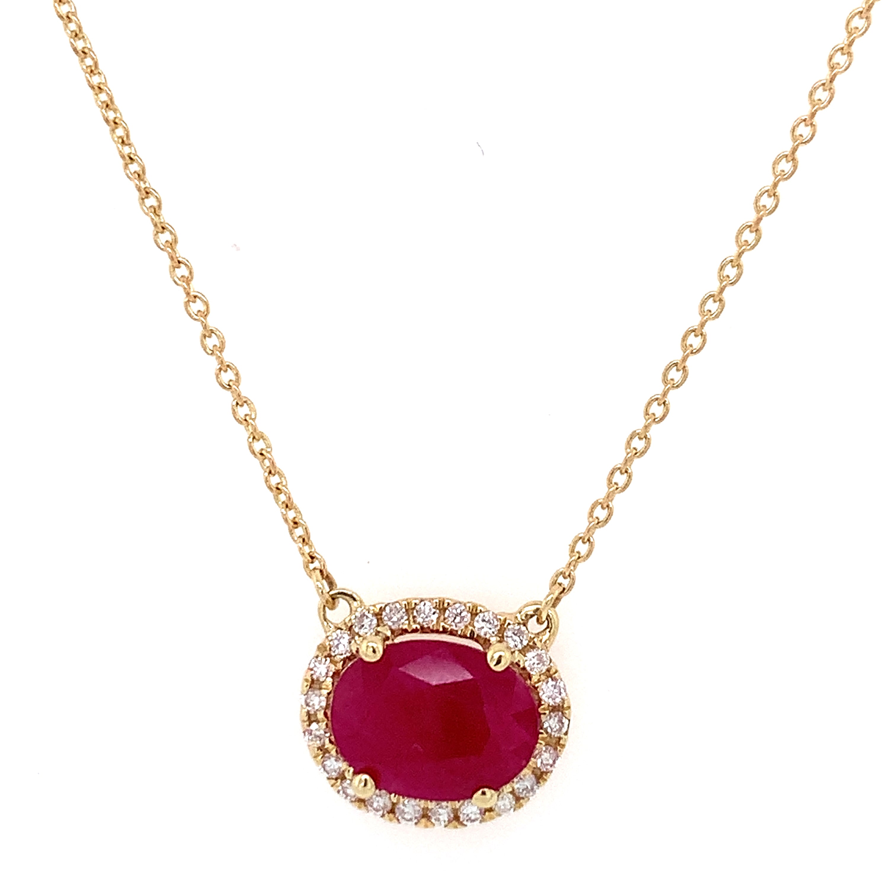 Ruby and Diamond Station Necklace in Yellow Gold