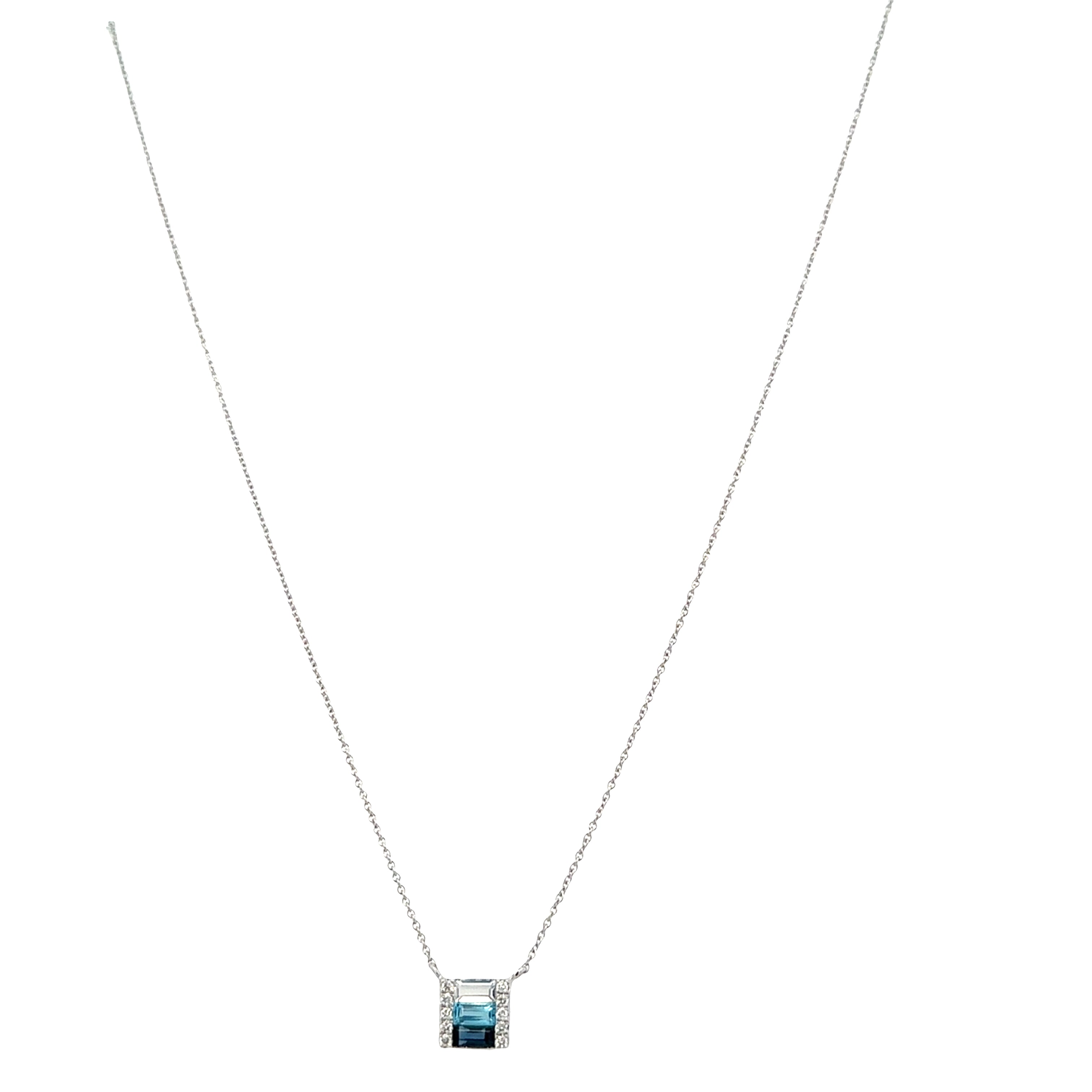 14k White Gold Topaz & Diamond Necklace – 18"