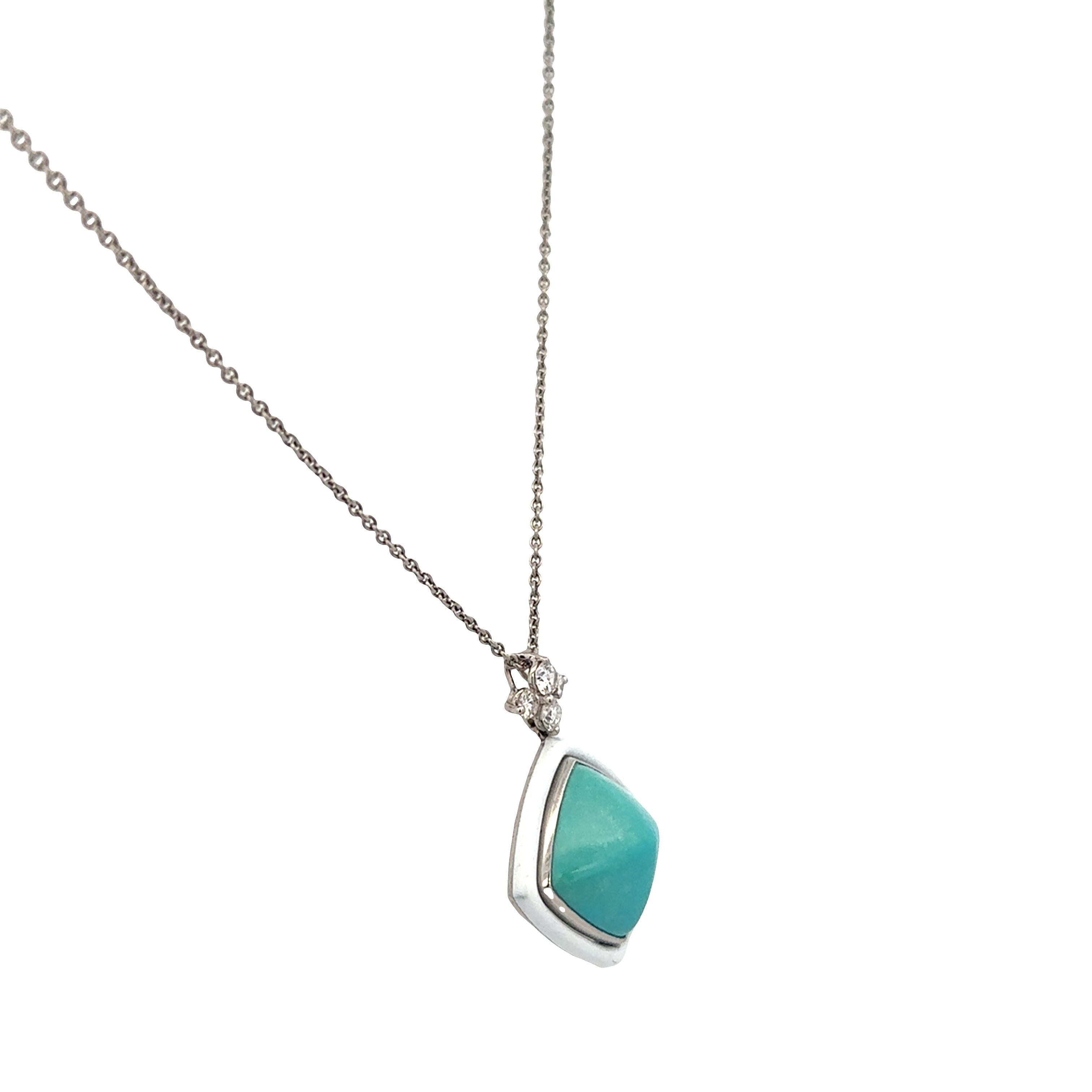 Platinum and 18k White Gold Turquoise and Diamond Pendant