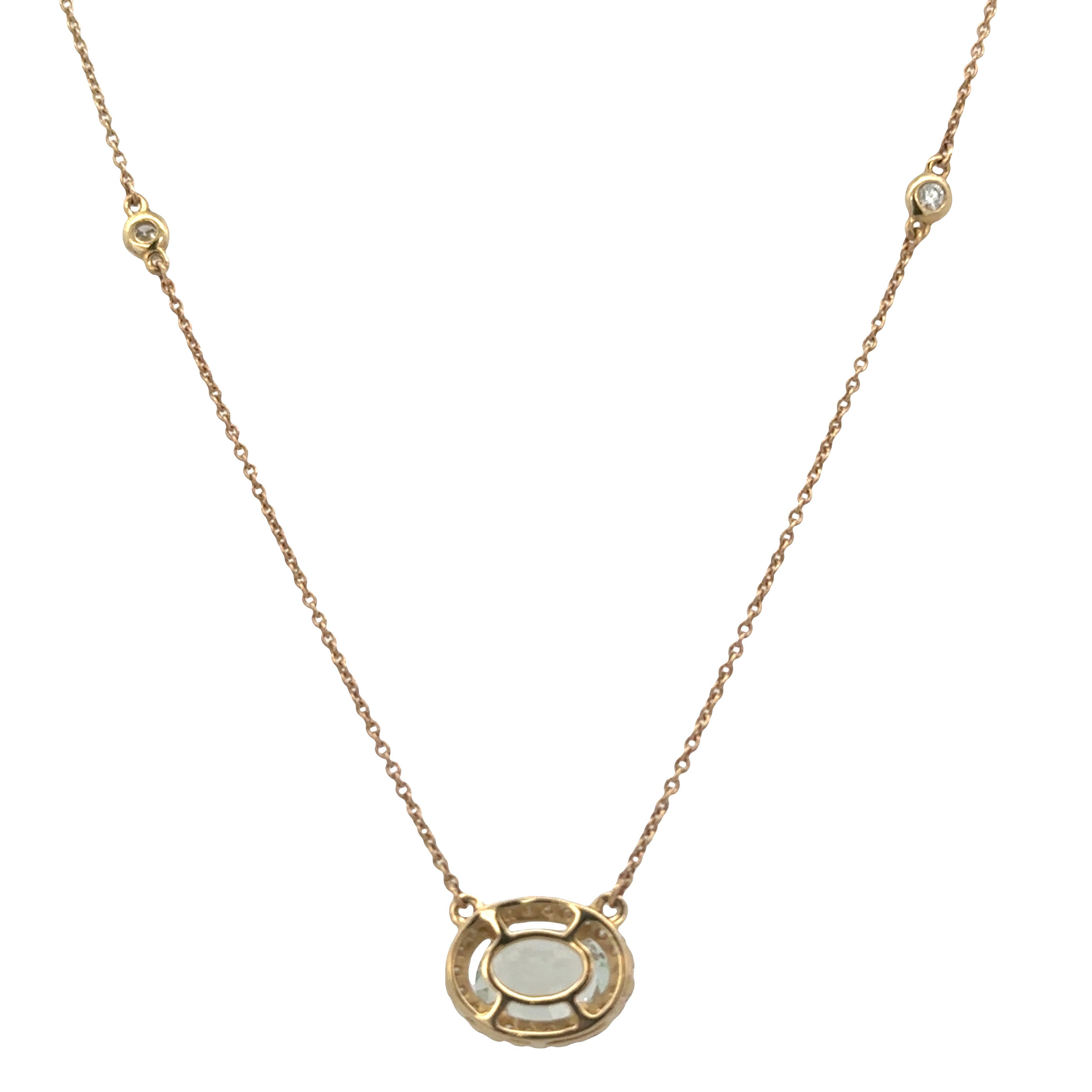 14k Yellow Gold Prasiolite & Diamond Station Necklace – 18"