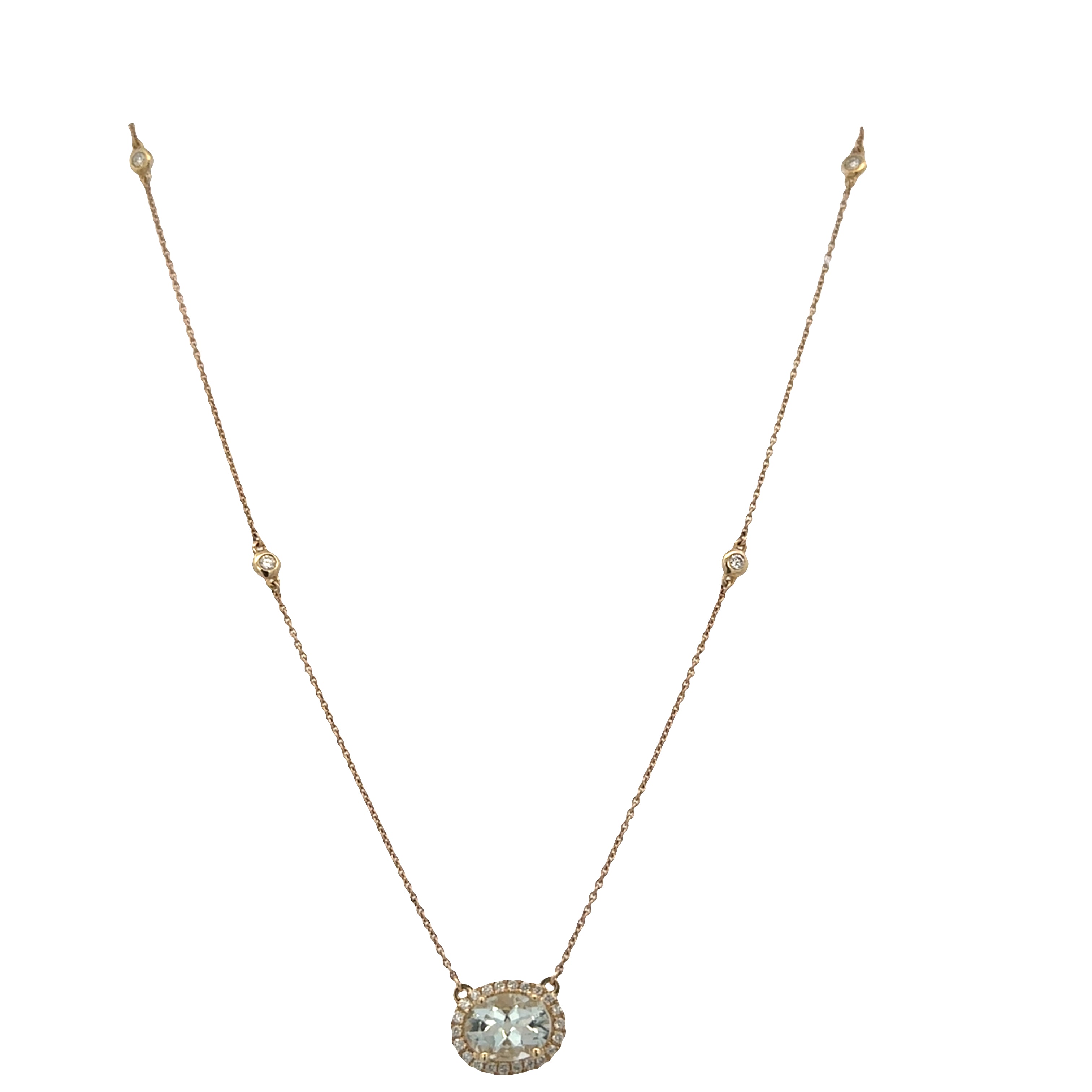 14k Yellow Gold Prasiolite & Diamond Station Necklace – 18"