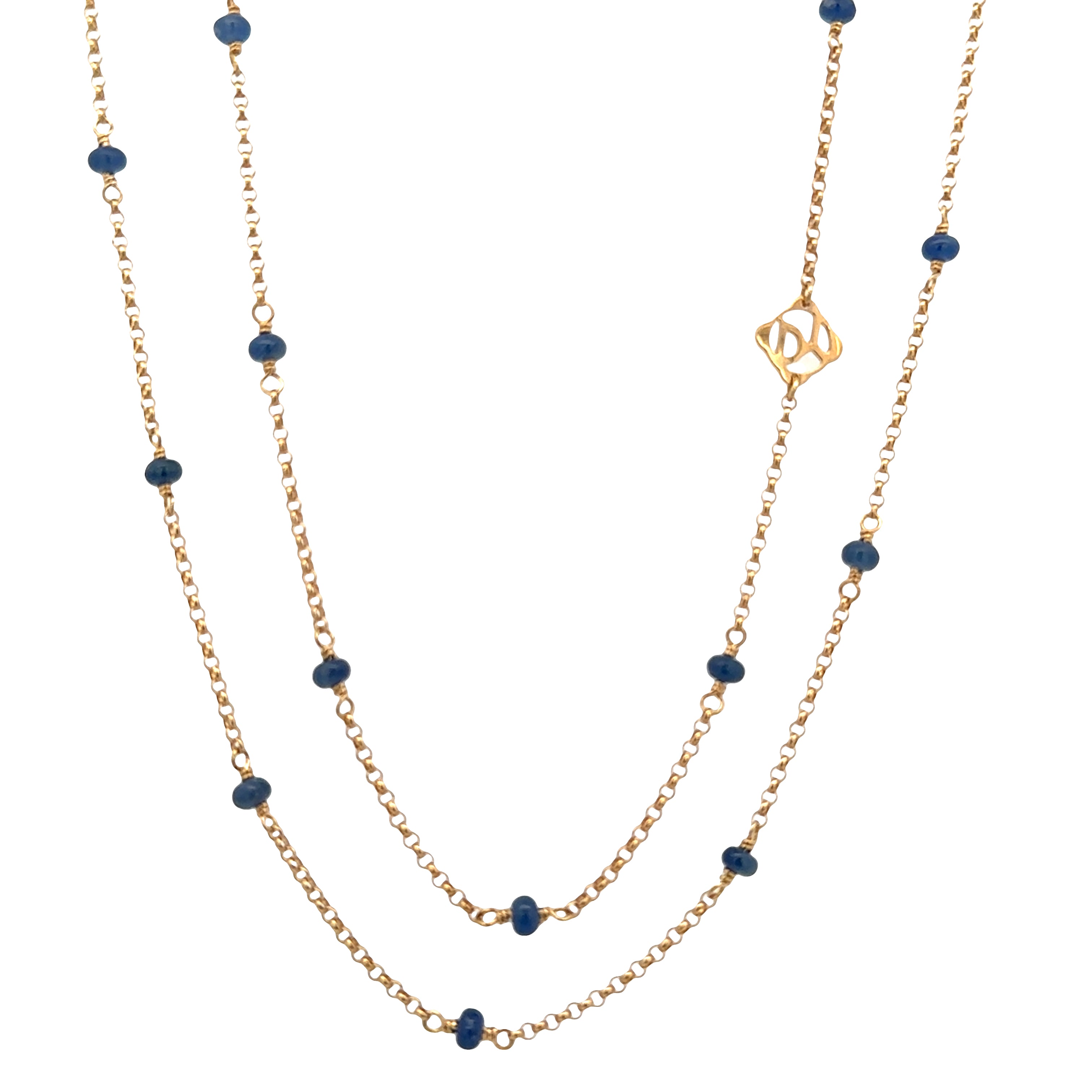 Estate David Yurman 18k Yellow Gold Sapphire Bead Layering Necklace – 36"