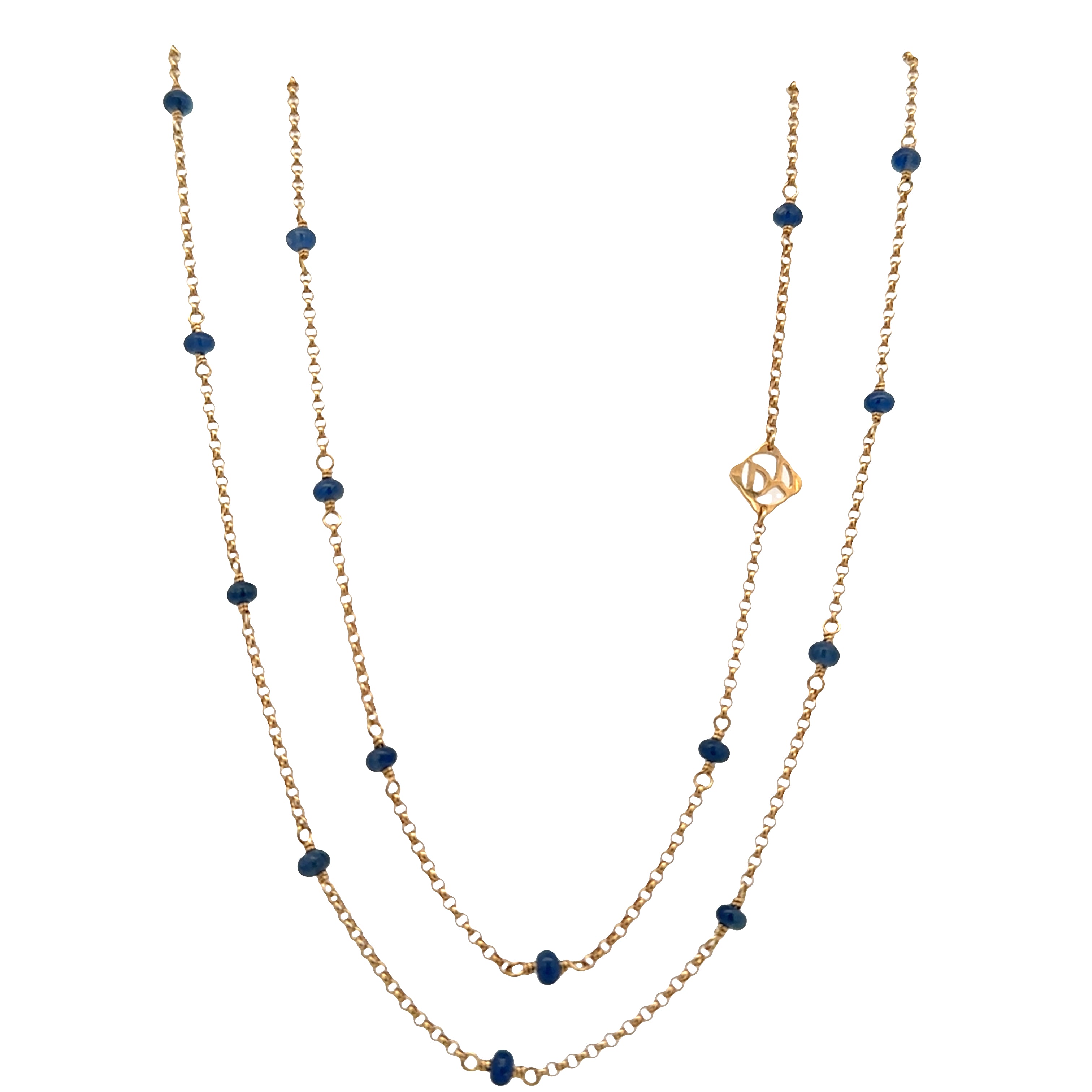 Estate David Yurman 18k Yellow Gold Sapphire Bead Layering Necklace – 36"