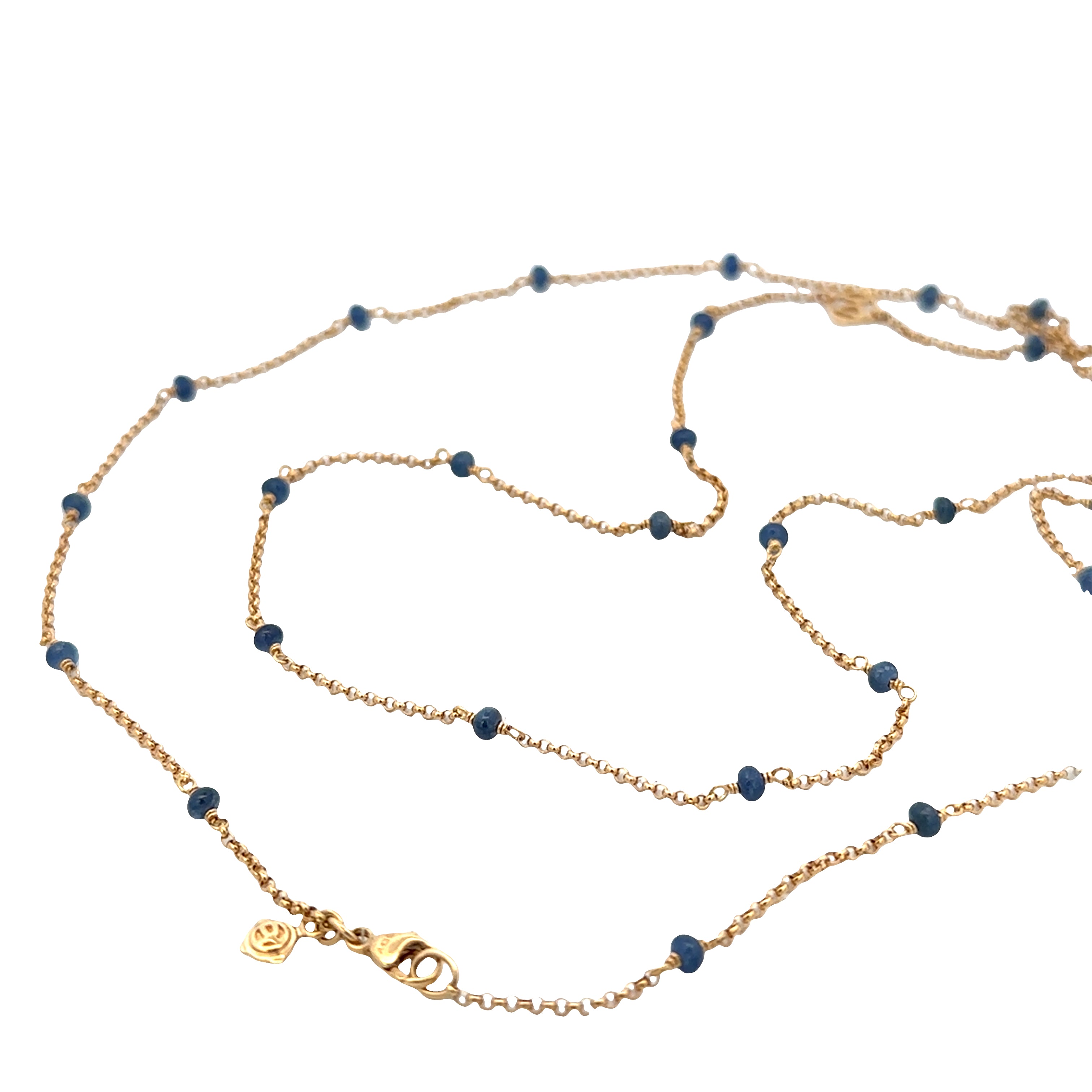 Estate David Yurman 18k Yellow Gold Sapphire Bead Layering Necklace – 36"