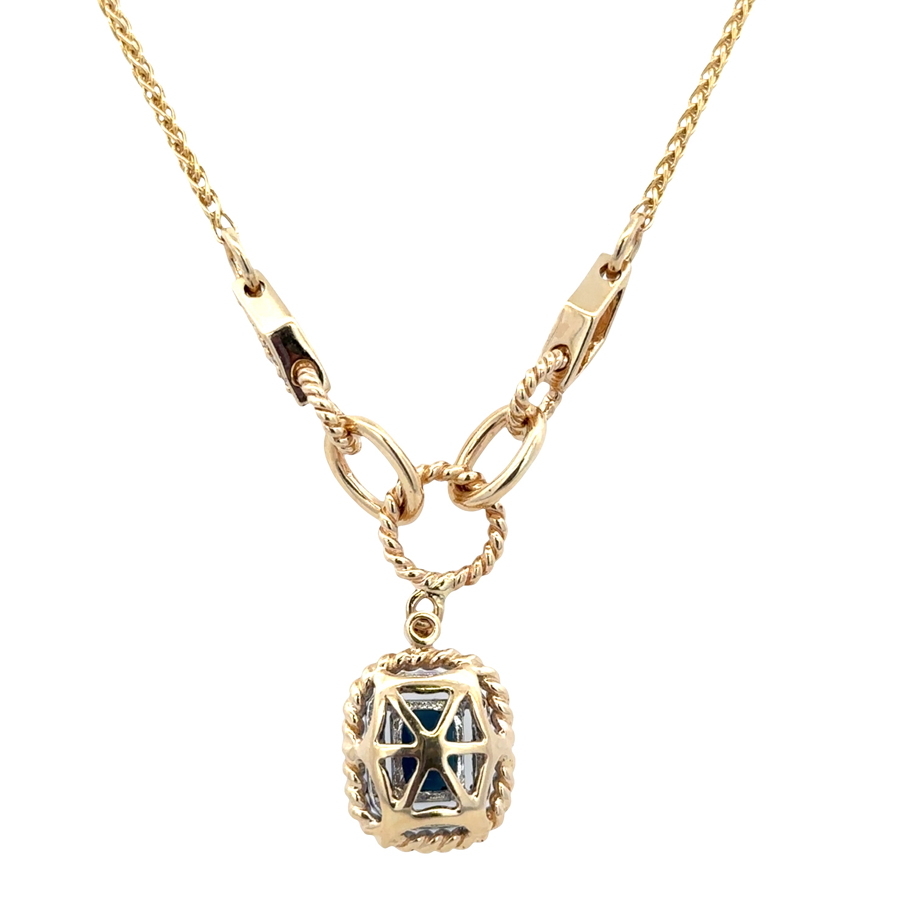 14k Yellow Gold Sapphire & Diamond Y Necklace – 18"