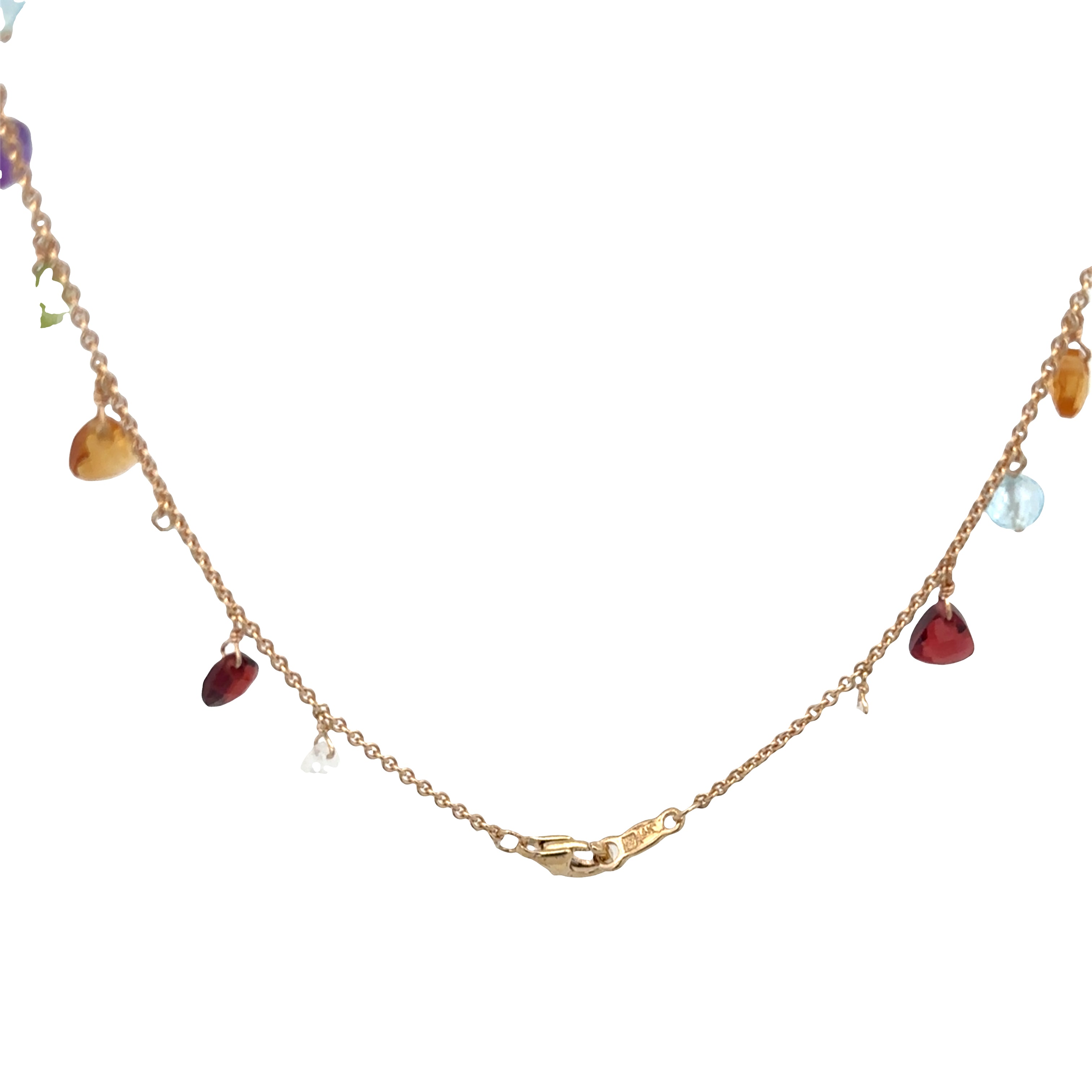 14k Yellow Gold Multi-Gemstone Briolette Necklace – 16"